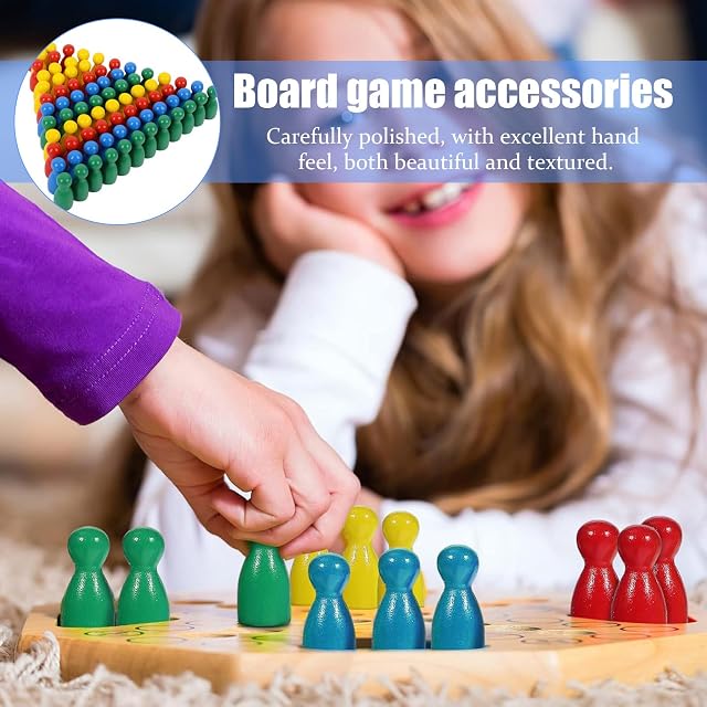 Foto 4 de 7 de TENGWA 4 Colores 80 Piezas Fichas Parchis Madera Juego de Mesa Ajedrez de Colores con 5 Dados Incluye Bolsa…