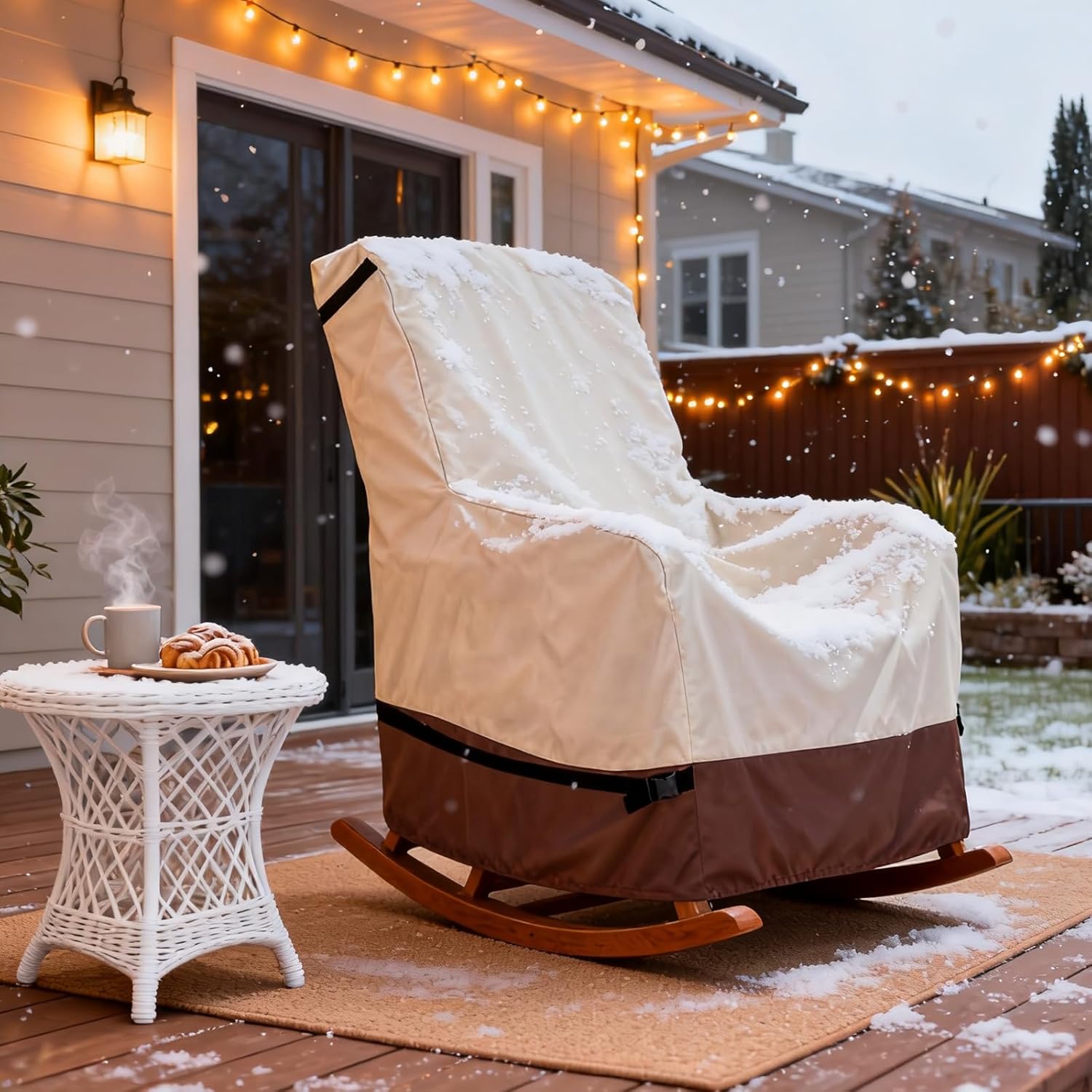Outdoor Rocking Chair Covers,600D Heavy Duty Waterproof Outdoor Chair Covers,Outdoor Furniture Covers for All Weather Protection