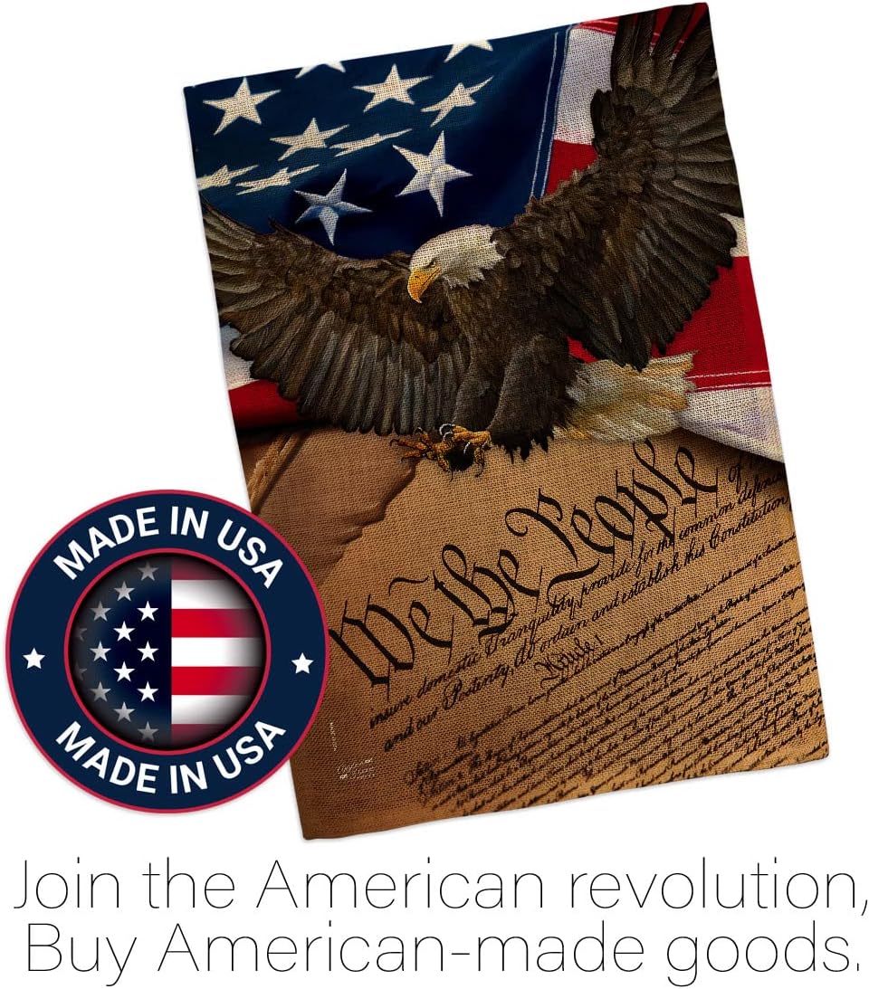 We the People Burlap Garden Flag - Americana Star and Stripes Patriotism Independence Memorial United State American Official - House Banner Small Yard Gift Double-Sided Made In USA 13 X 18.5