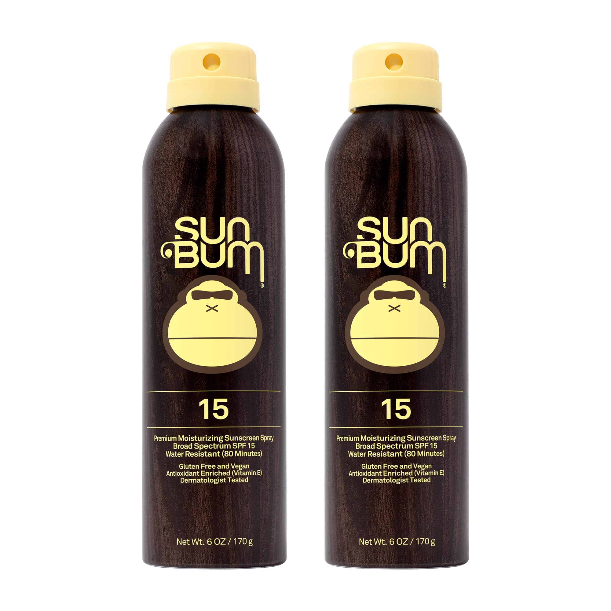 Sun BumOriginal SPF 15 Sunscreen Body Spray - Broad Spectrum Moisturizing Sunscreen with Vitamin E - Hawaii 104 Act Compliant (Made without Octinoxate & Oxybenzone) - 6 oz (Pack of 2)