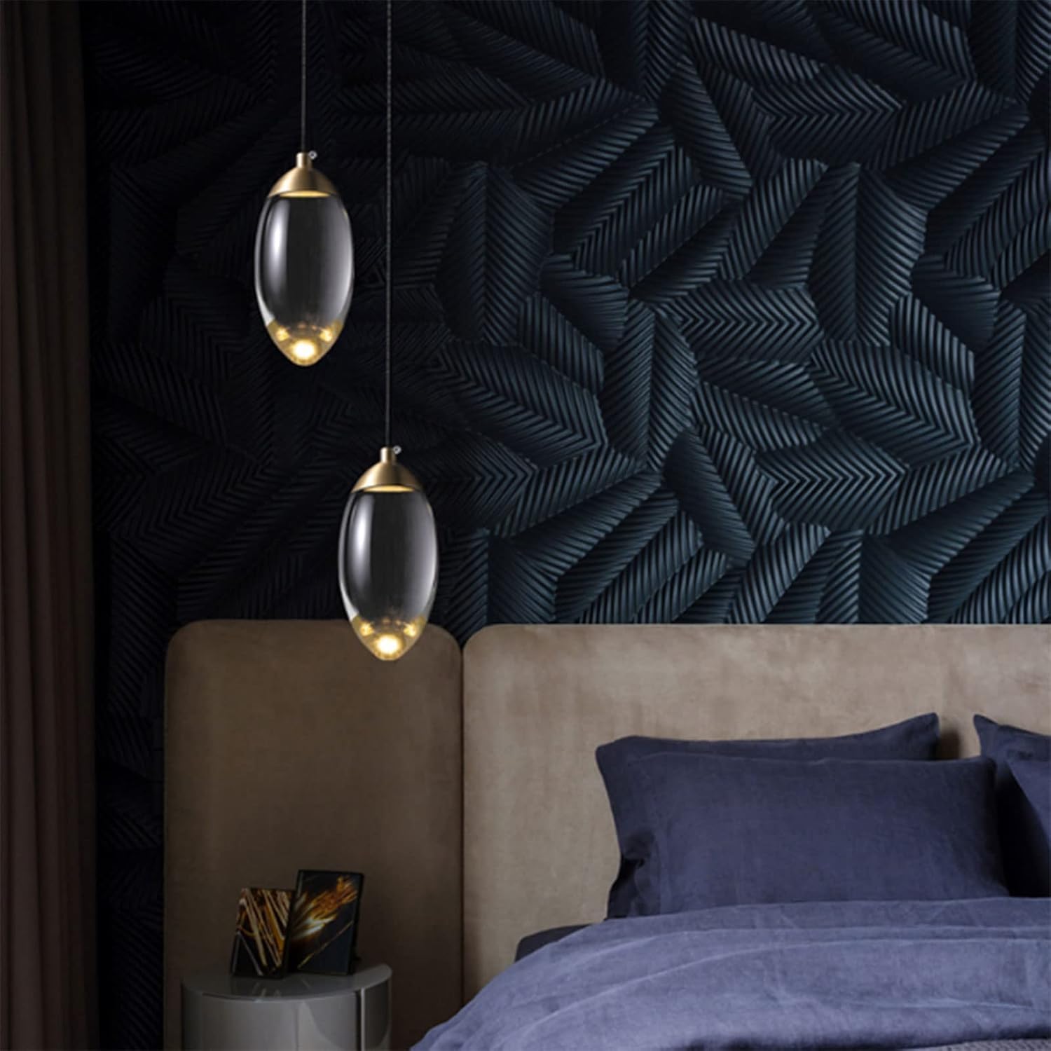 Lampadari a sospensione da comodino in rame for camera da letto, luci a testa singola, bar, corridoio, piccola lampada a sospensione, lampadario moderno a LED con sfera di cristallo,luce della cucina