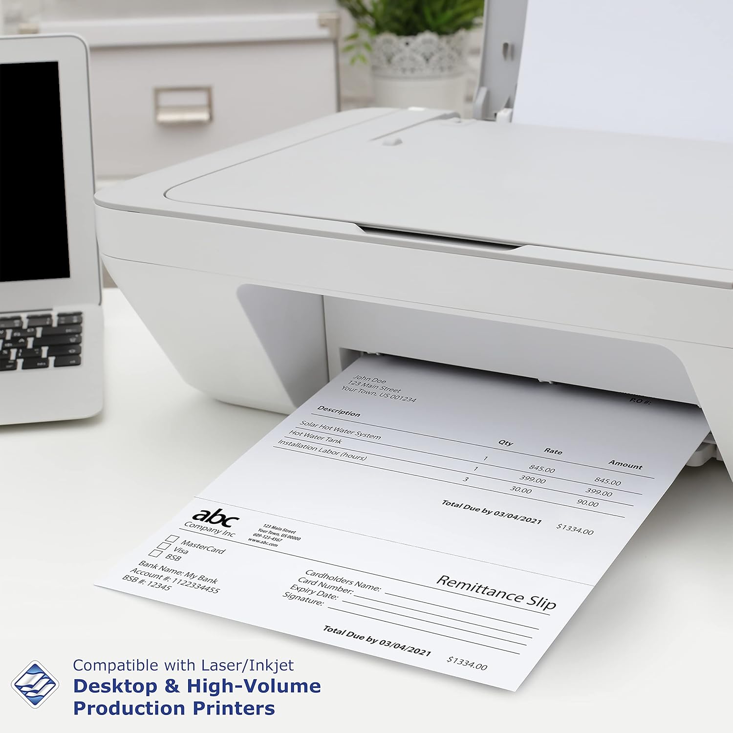 PrintWorks Professional 3" Horizontal Perforated Paper 8.5” x 11” - Perfect For W-2, 1099, & Statement Use - Made in the USA - 2500 Sheets - 24 lb - Printer Compatible - White (04168C)