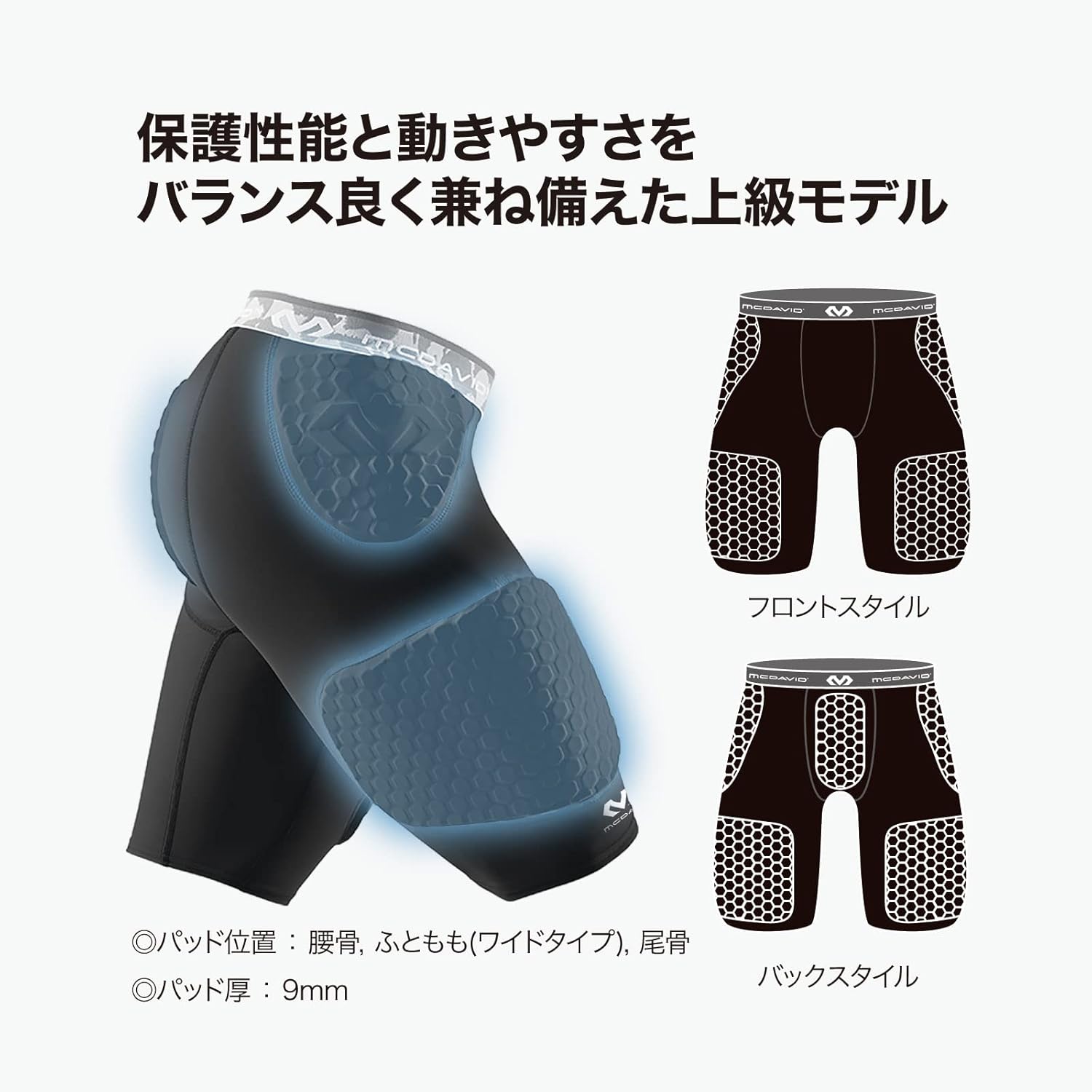 McDavid Compression Padded Shorts with HEX, Hip, Tailbone, Thigh Pads - Girdle Tights for Football, Hockey, Basketball-Unisex - Image 3