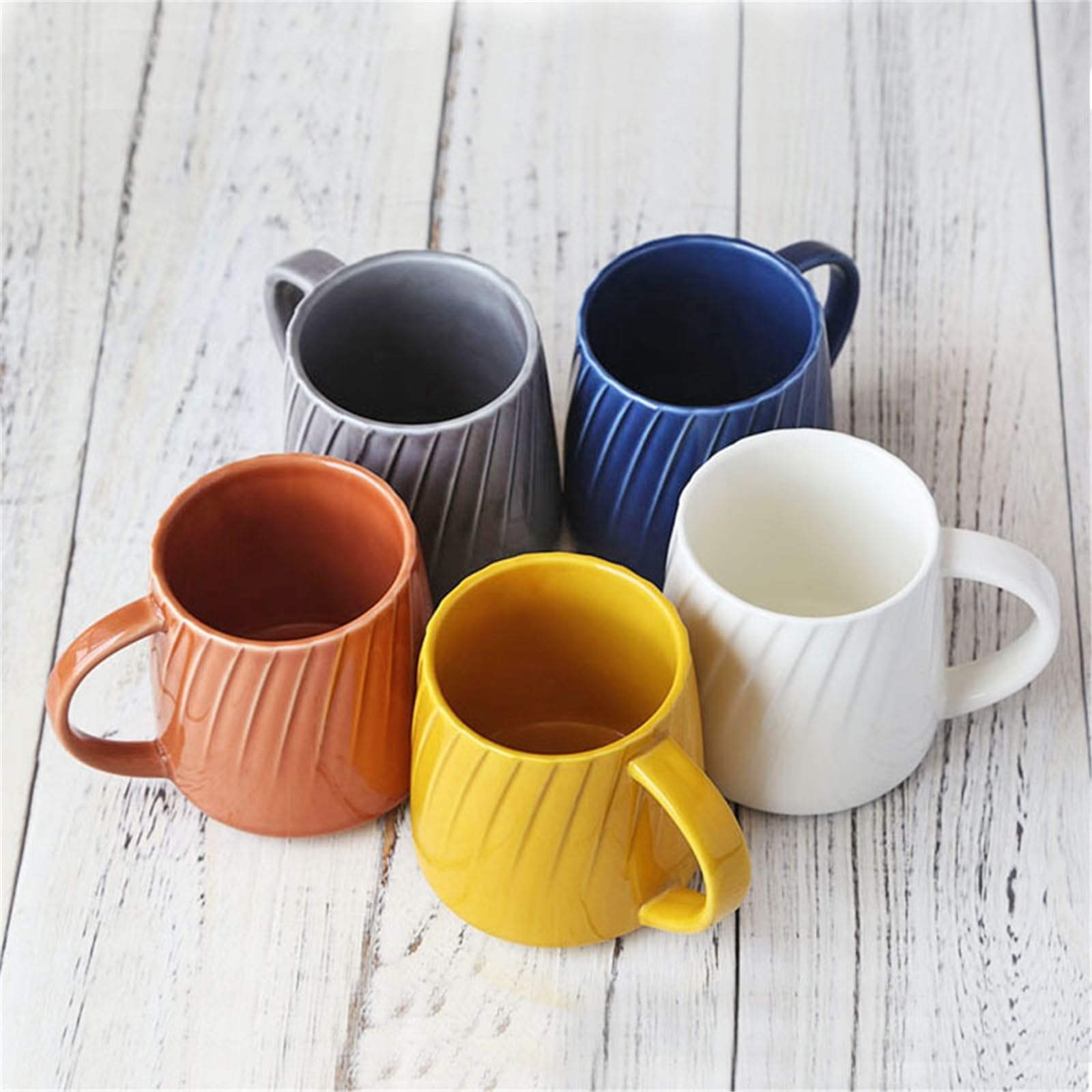Taza de café Taza de cerámica sencilla for café, estilo retro, for el desayuno en casa Tazas de chocolate(Blue)