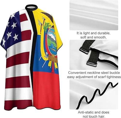 Miniatura 4 de Capa de peluquería con bandera estadounidense y ecuatoriana, para adultos, para peluquería, peluquería en casa, peluquería
