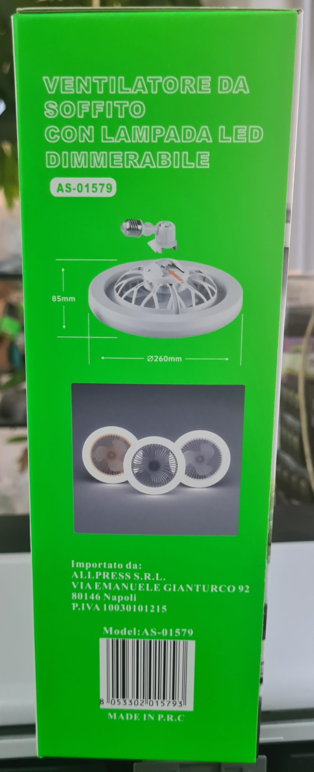 ALLPRESS Ventilatore da Soffitto con Luce LED, Attacco E27, Materiale ABS, Regolabile, Design 2 in 1, con Telecomando, per Casa e Ufficio AS-01579