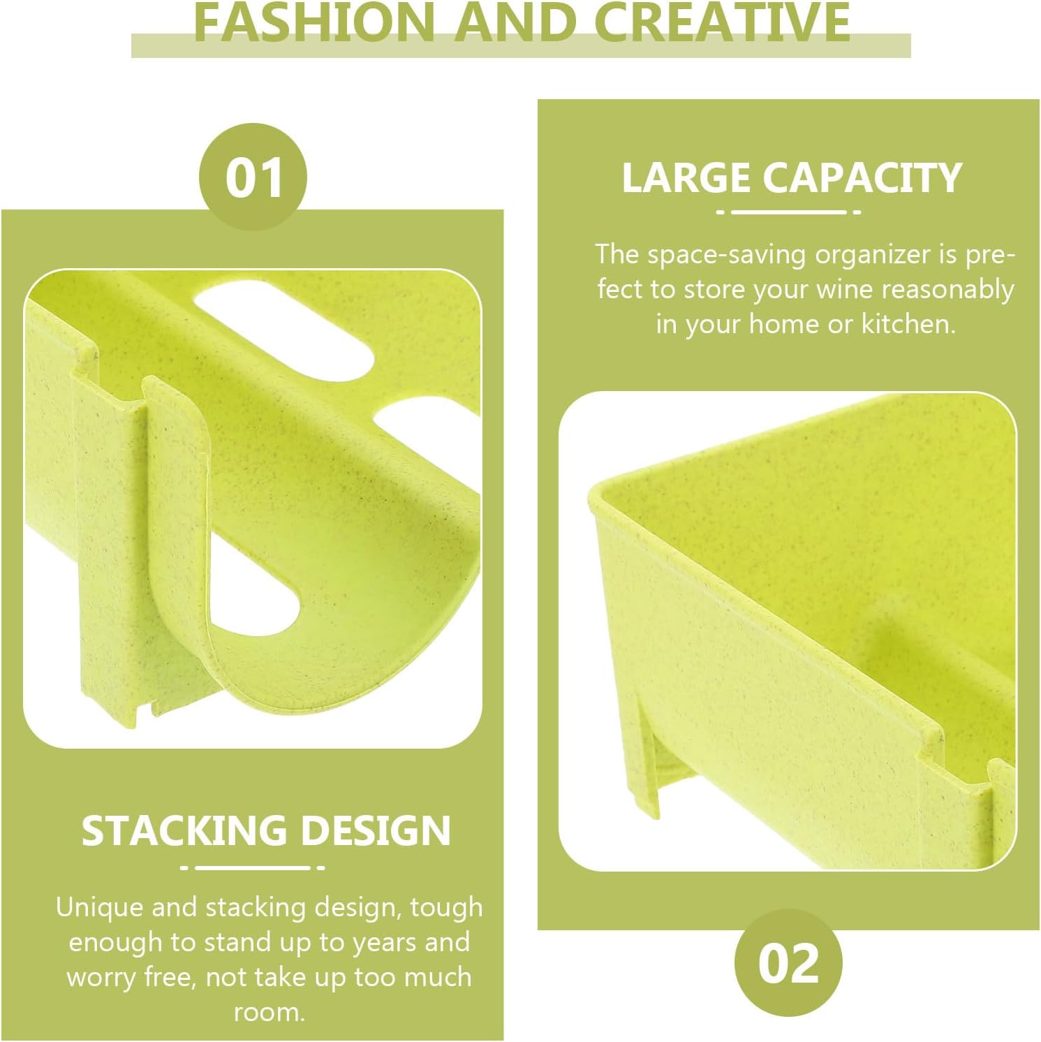 4pcs Stackable Drawer-style Can Organizer and Wine Bottle Holder, Green Plastic Drink Storage Rack for Kitchen Pantry and Fridge