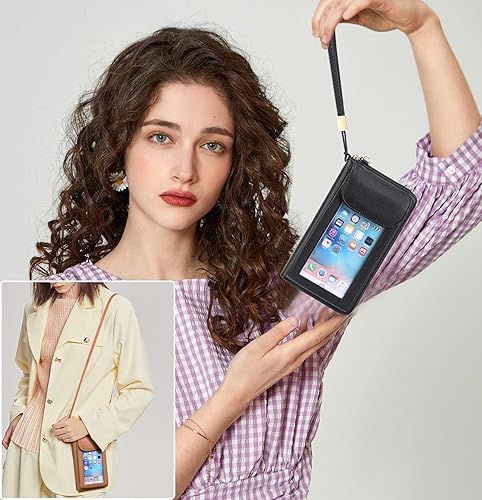 Miniatura 6 de FALAN MULE Bolso cruzado pequeño para teléfono celular para mujer, cartera de piel sintética