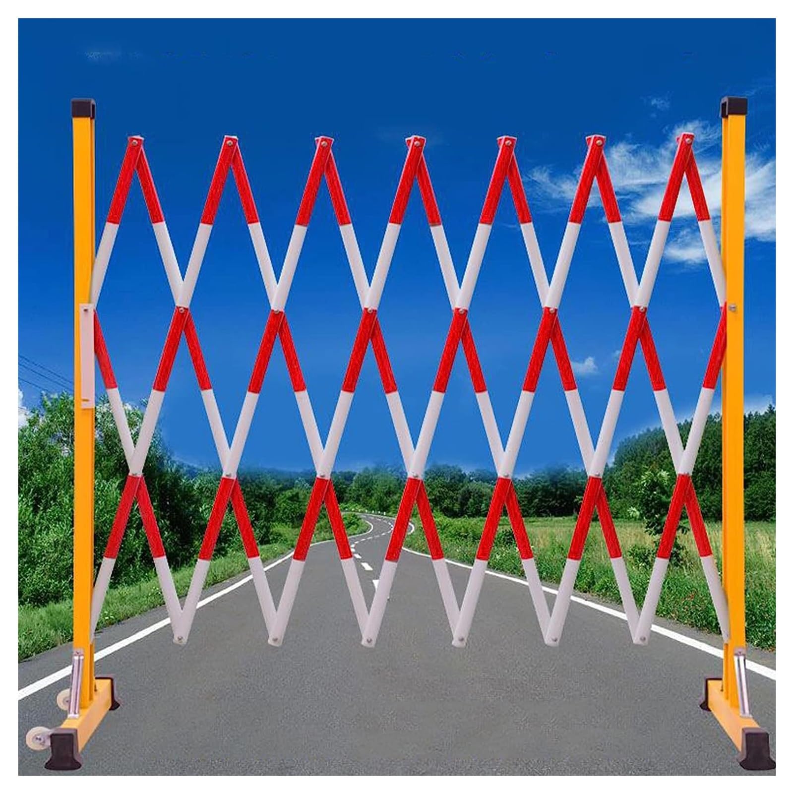 WQPMNYG Security Barrier,Portable Retractable Safety Fence - Mobile Isolation Guardrail with Wheels, Adjustable Traffic Barrier for School & Warehouse (L500cm/16.4ft)