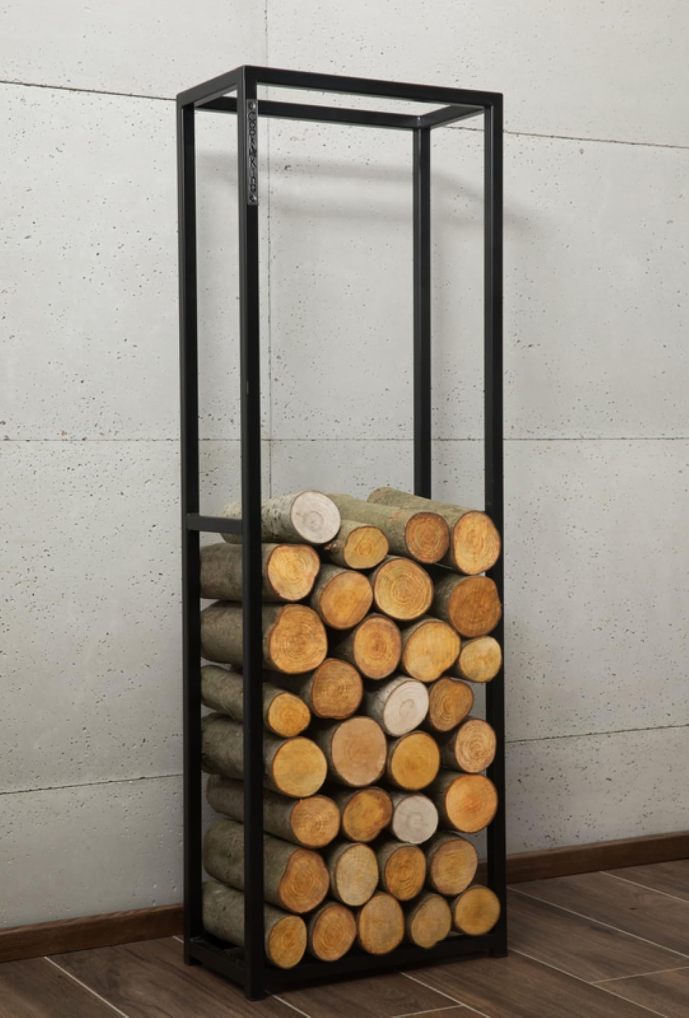 MERCURIUS CORNEL Kaminholzständer innen aus Metall - Modernes Kaminholzregal für Wohnzimmer, Kamin & Ofen - Holzständer für Brennholz, Feuerholz & Holzscheite - Stahl Schwarz 150 x 50 x 20 cm