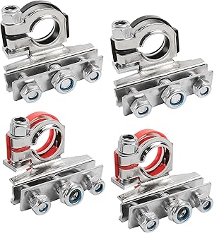 4 Pcs Car Battery Terminals Connectors, Battery Clamps 12V 3-Way Battery Terminals,Quick Release Leisure Battery Connectors for Car,Caravan,Motorhome Battery Terminal Pair