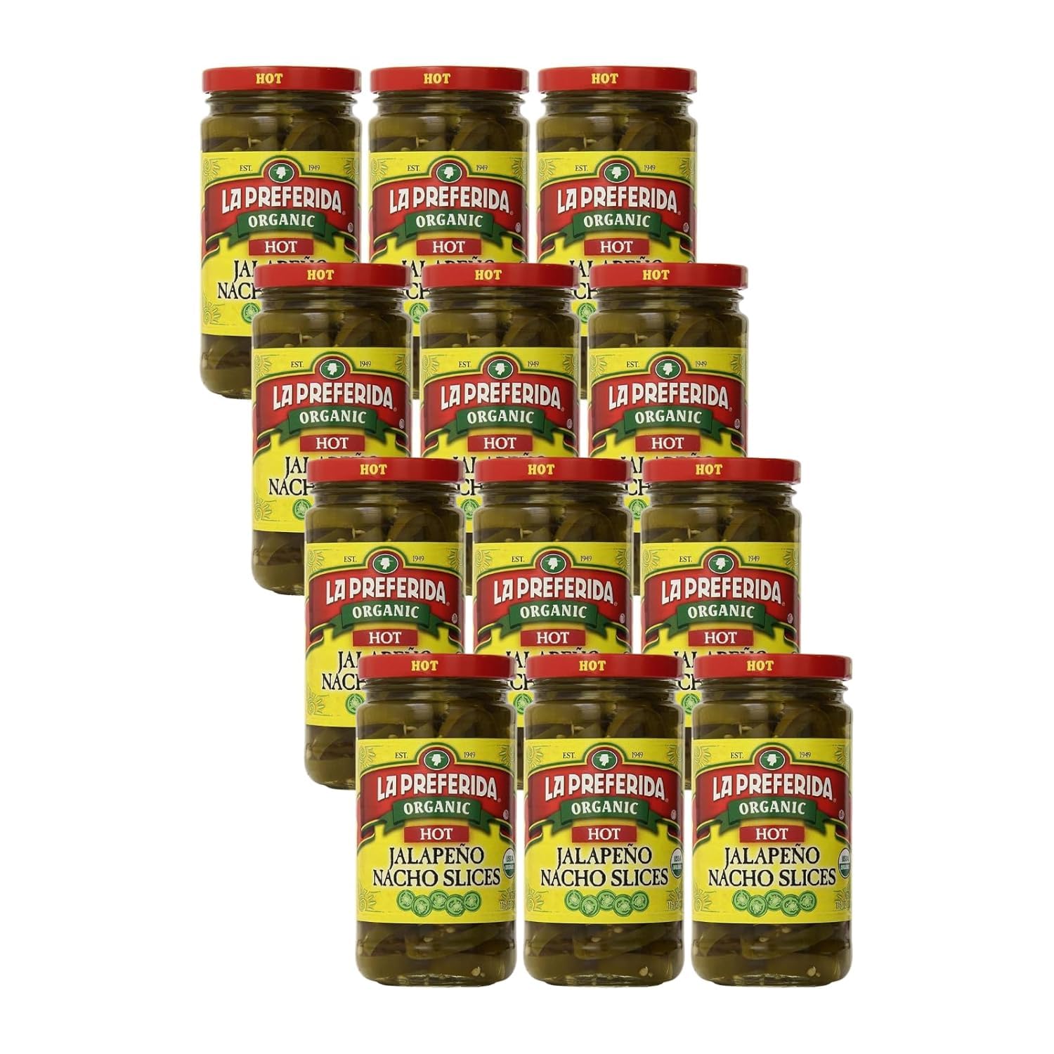 La Preferida Organic Jalapeno Nacho Slices, Hot, 11.5 Ounce (Pack of 12)