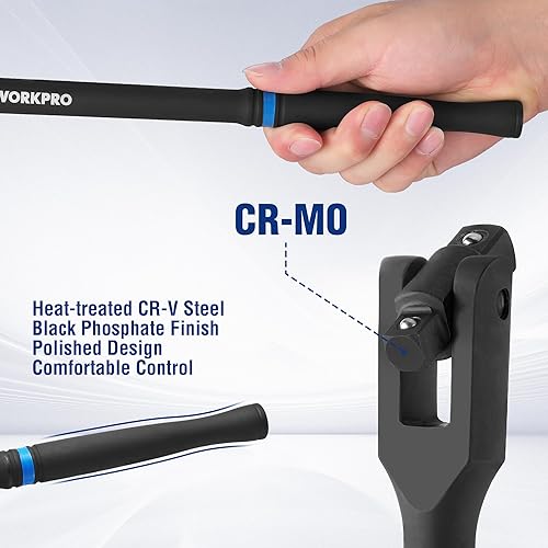 Miniatura 11 de WORKPRO Barra disyuntora de doble unidad, accionamiento de 3/8 pulgadas y 1/4 pulgadas, barras rompedoras resistentes, 8 pulgadas de longitud