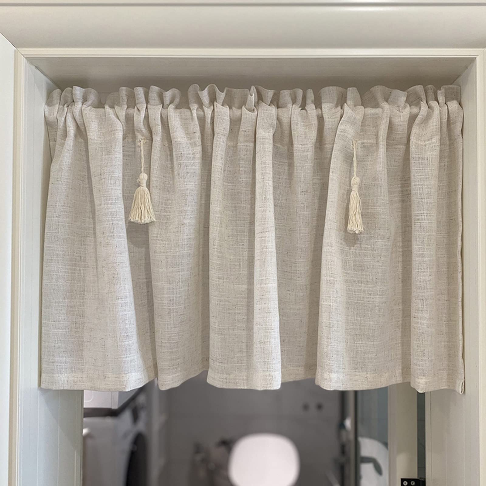 Cortinas de media ventana vintage y cenefas decorativas para dormitorio y oficina