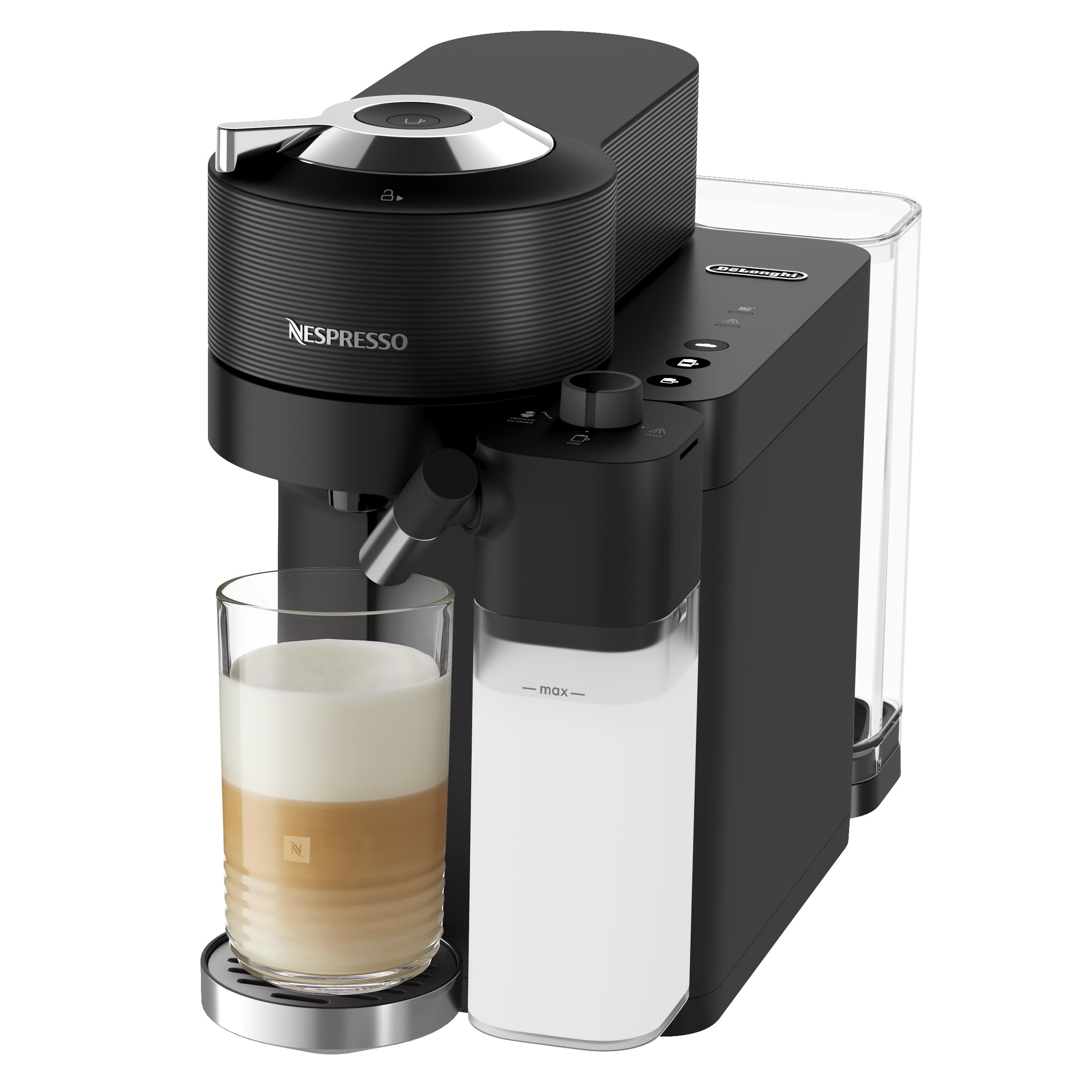 De'Longhi Nespresso Vertuo Lattissima ENV300.B, Máquina de Café Automática con Espumador de Leche Automático, Cafetera de Cápsulas Individual, 5 Tamaños de Taza, 1500W, Negro Mate y Brillante | Cafetera con sistema de leche integrado, 5 tamaños de taza, c