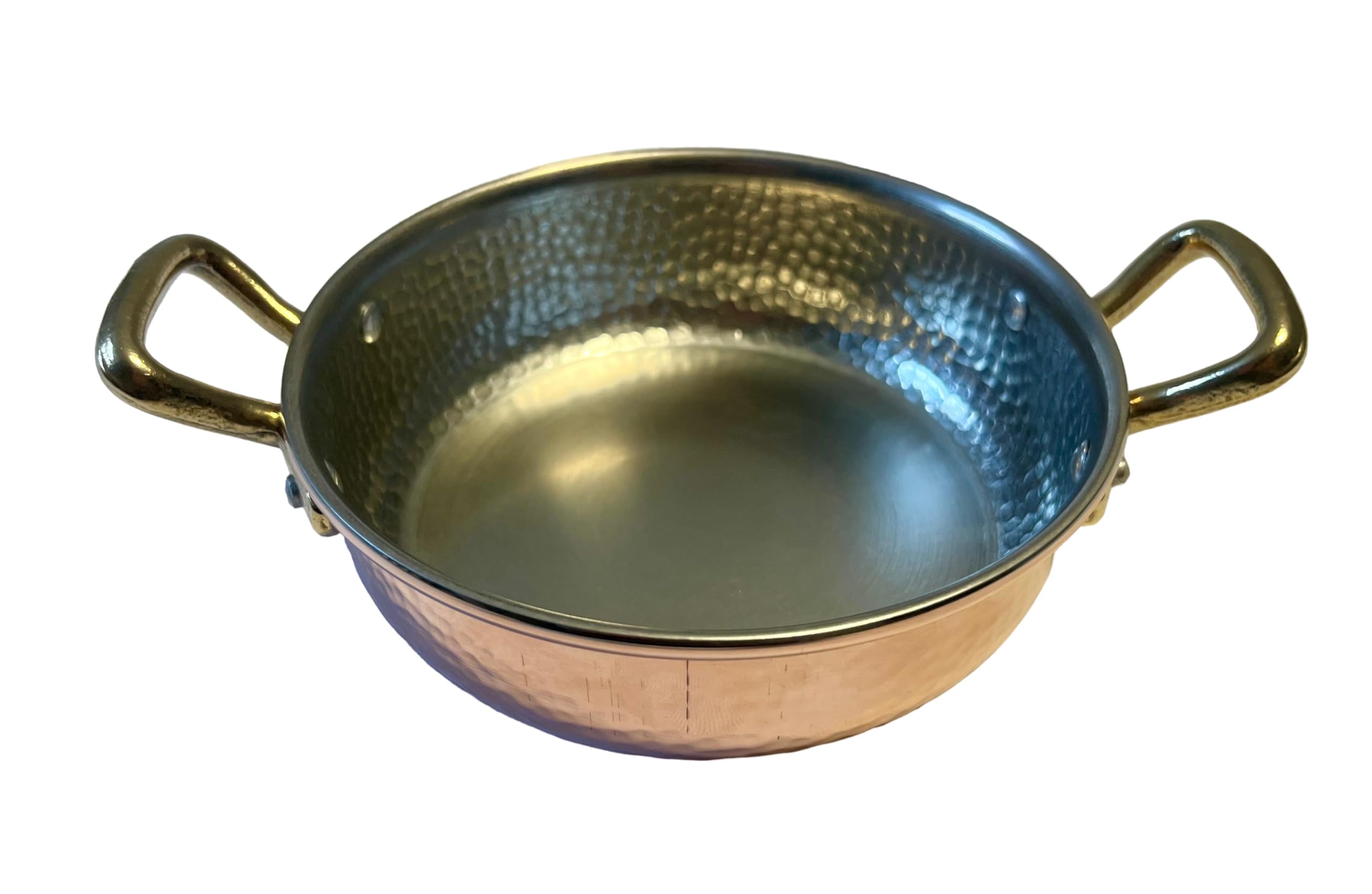 PARDINI – Tegamino in rame stagnato da 14 cm altezza 4 cm. Con 2 maniglie. Linea professionale.