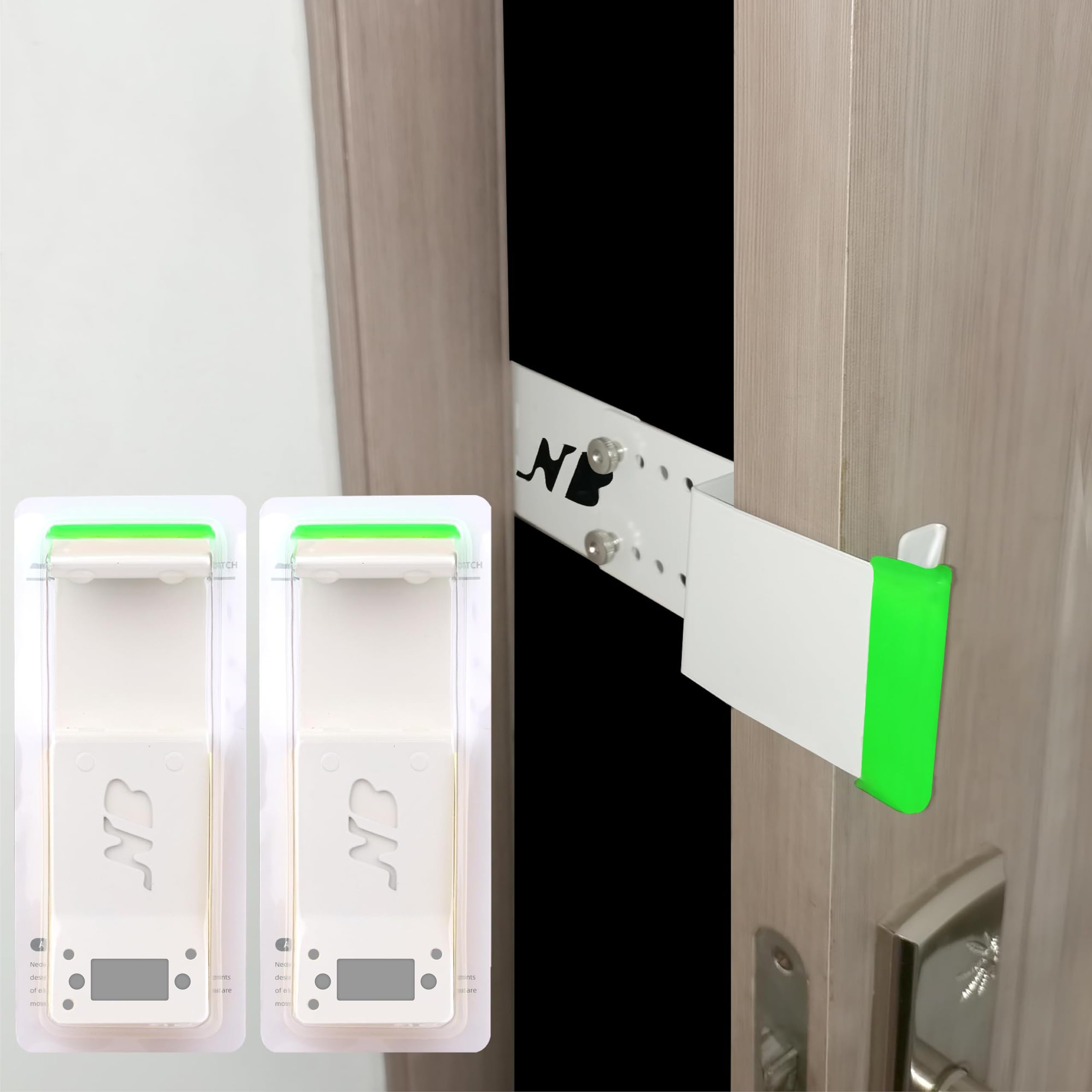 Steel Cat Door Latch, Door Prop for Cats Keep Dogs Out of Cat Litter Box, Cat Door Stopper with Silicone Anti-Collision Pad, Alternative to Interior