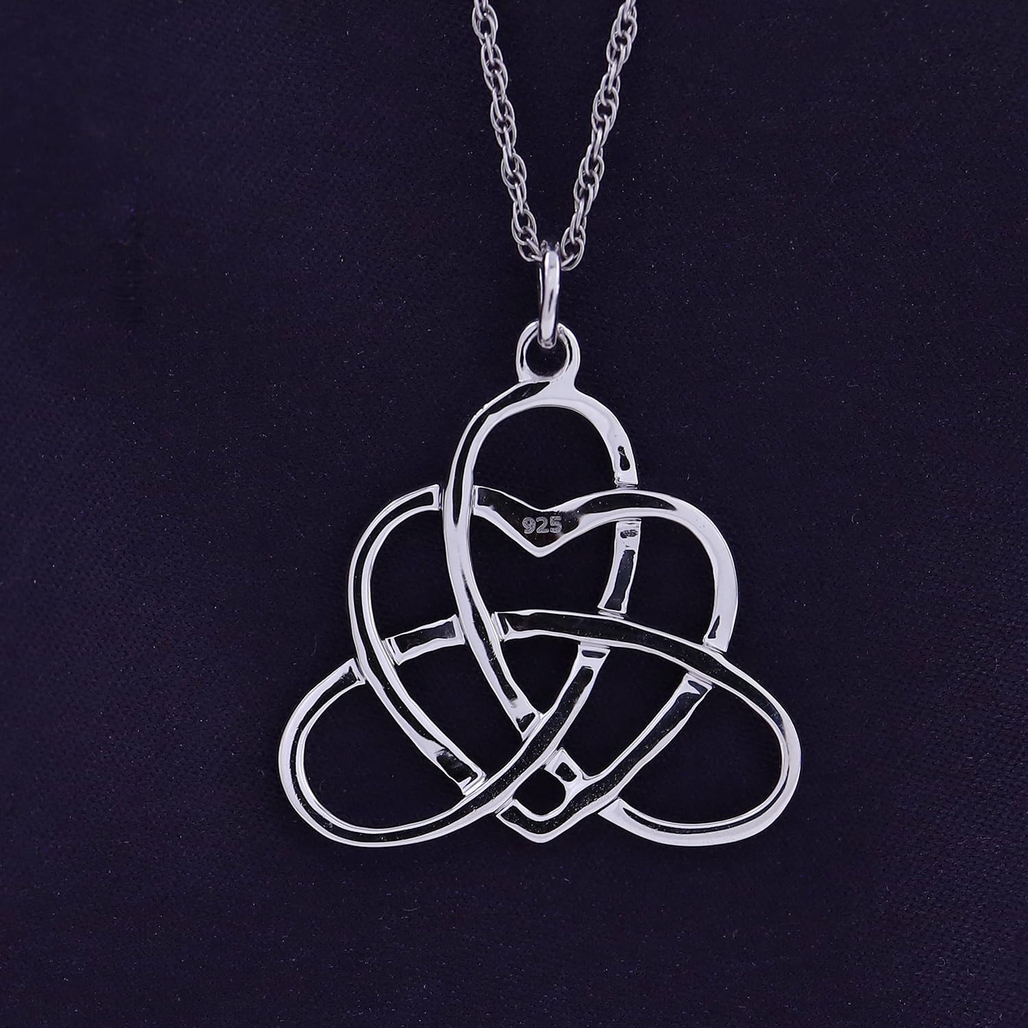 THE JEWEL ZONE Irish Triangle Celtic Knot Heart Vintage Good Luck Pendant Necklace for Women in 14K Gold Over Sterling Silver with 18" Chain, Symbolic Irish Jewelry Gift