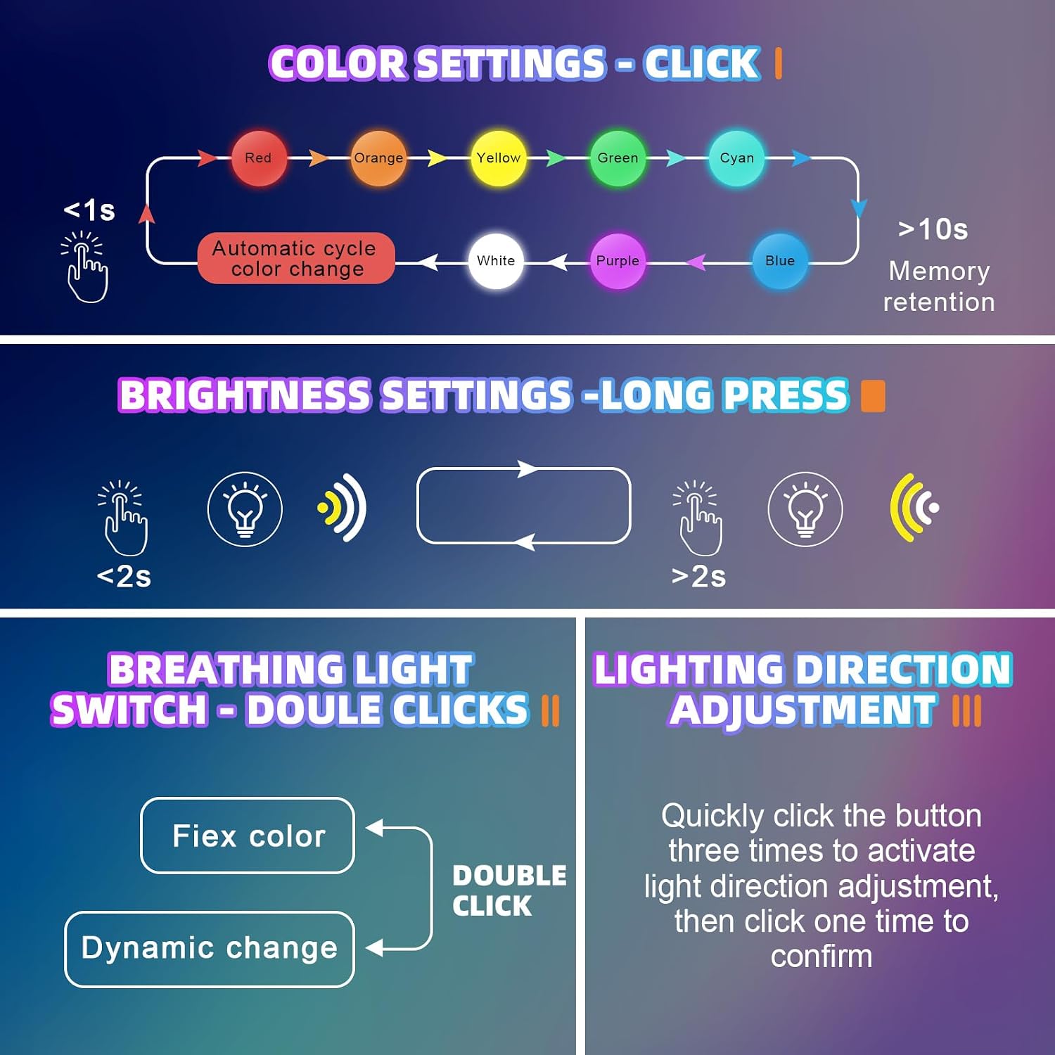 Frienda 2 Pcs Mini USB LED Light Car LED Interior Lighting 5v RGB Foldable Ambient Lighting Adjustable 8 Color and Brightness Smart USB Night Lamp for Cars Laptop Keyboard (Type-c)