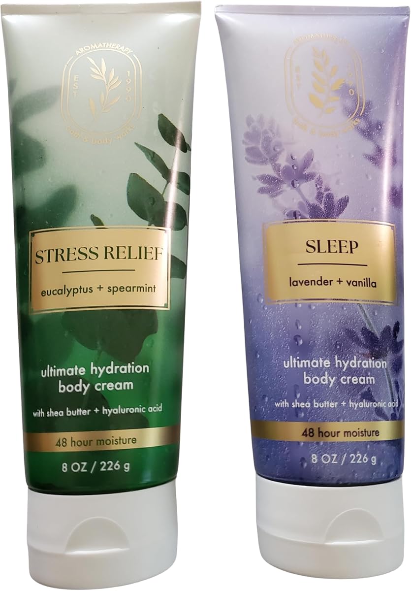 Aromatherapy Eucalyptus Spearmint and Lavender Vanilla Ultimate Hydration Body Cream 8 Ounces Pack of 2
