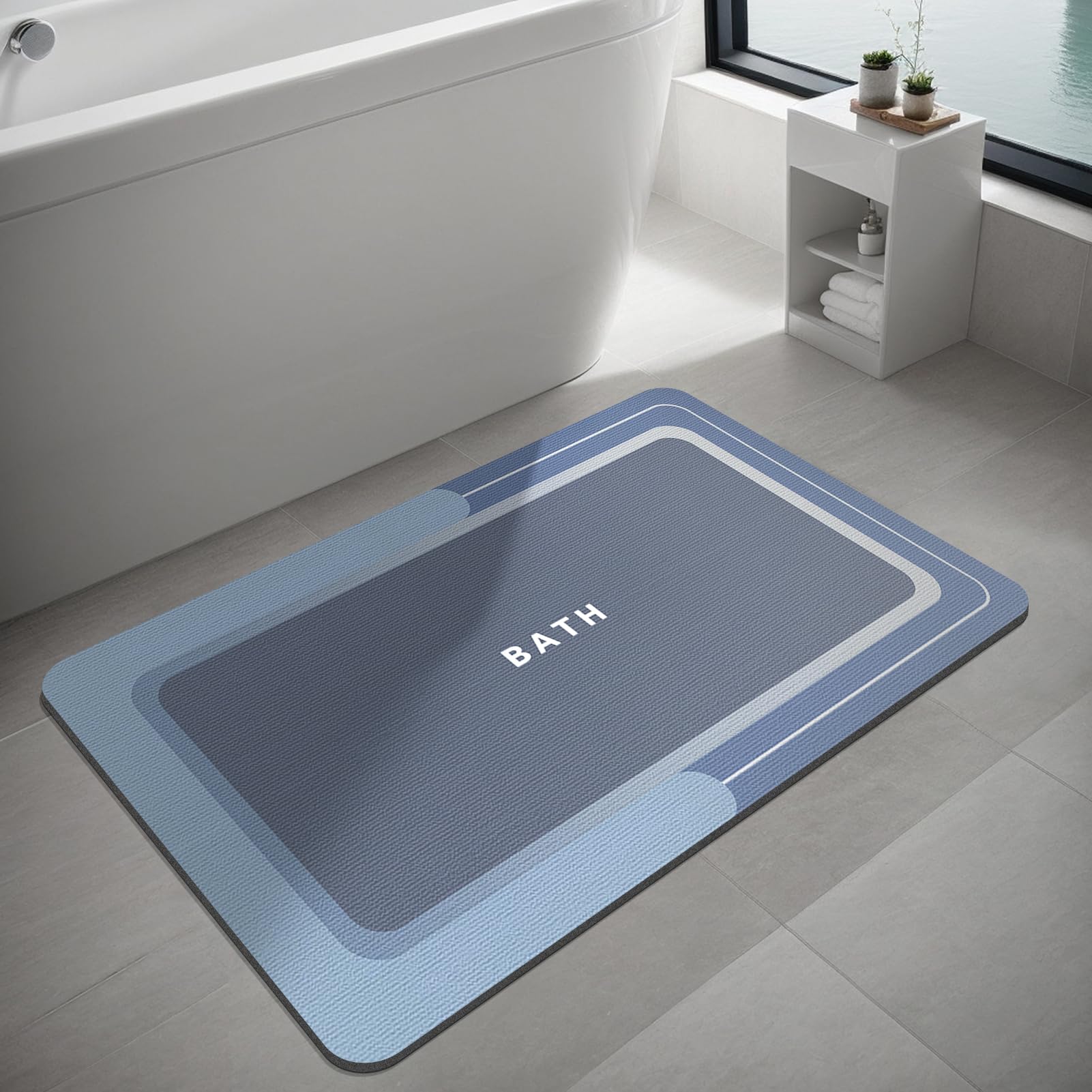 Dolic Bath Mat Bathroom Mat Super Absorbent Bath Rugs Rubber Backing Non-Slip Quick Dry Thin Bathroom Rug for Floor, Bathroom & Kitchen, Easy to Clean, 40 x 60 cm