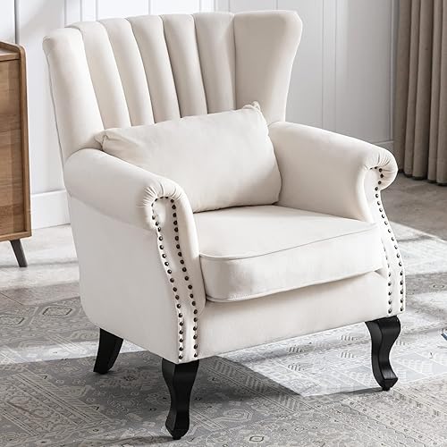 Miniatura 67 de Sillas de lectura Accent Midcentury - Sofá esquinero moderno y cómodo con respaldo copetudo para sala de estar, dormitorio, sala de recepción,