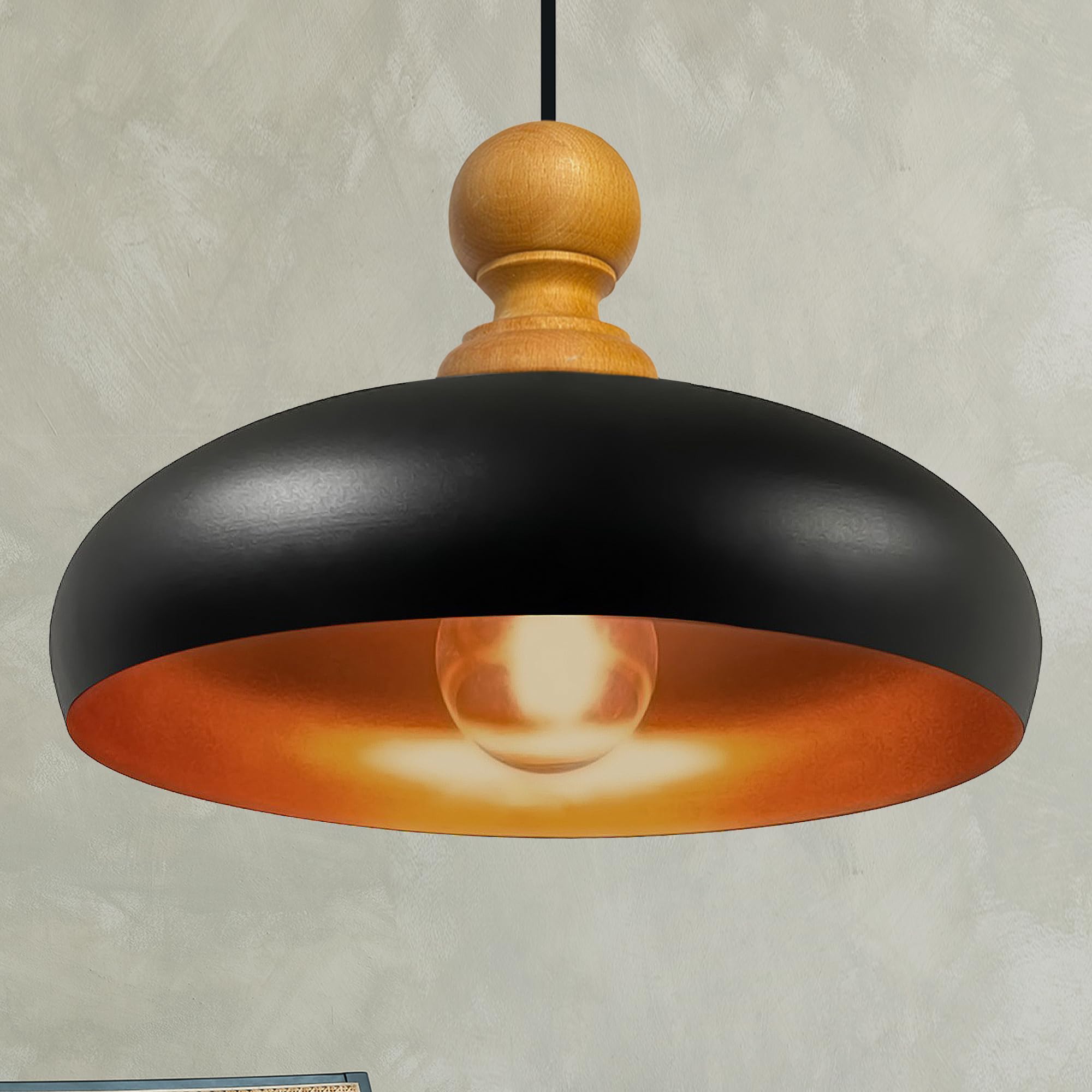 bamyum Androa Industrial Ceiling Light Ø40 cm Metal Ceiling Lamp Lighting Fixture Mid Century Modern Lamp Modern Chandeliers Vintage Light, Black and Copper Colour