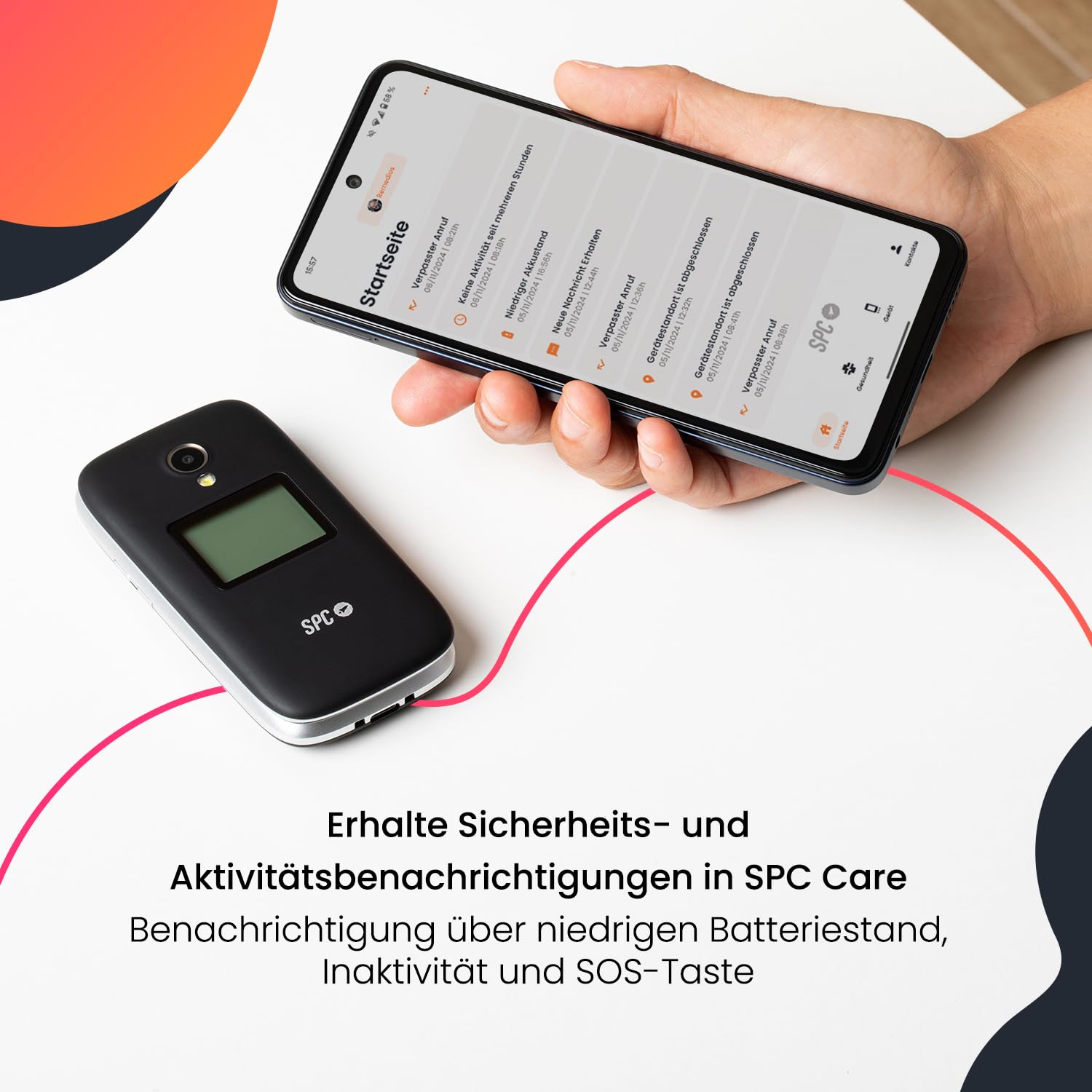 SPC Polaris - 4G Seniorenhandy mit großen Tasten und Notruftaste | Kompatibel mit App für Fernzugriff SPC Care (iOS & Android), GPS-Tracking und Sicherheitswarnungen | Schwarz