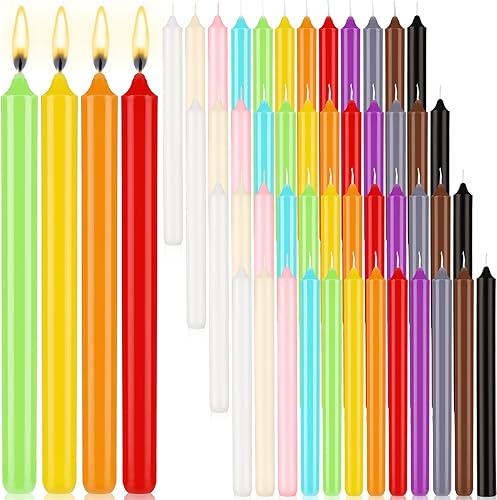 MTLEE Juego de 48 velas cónicas sin goteo para el día de San Valentín, velas altas sin perfume, velas en espiral de cera de larga combustión para