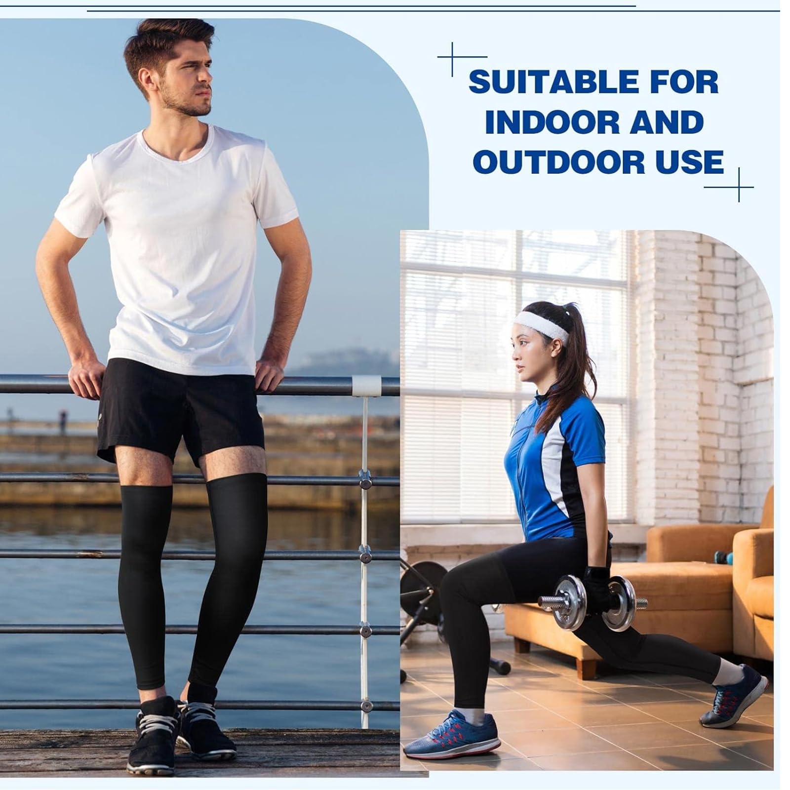 ERNZI Manchettes de Compression -2 Paires de Compagnons Idéaux pour le Sport et les Activités en Plein Air, Protègent vos Jambes lors de la Course, du Basketball