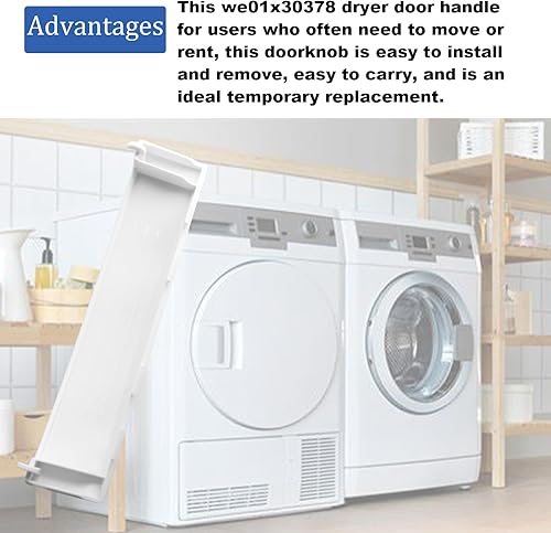 Miniatura 5 de Manija de puerta de secadora para GE WE01X30378 Sustituye a las piezas de secadora GE WE01X25878, WE1M1068, 4958906, AP6983534, PS12743305,