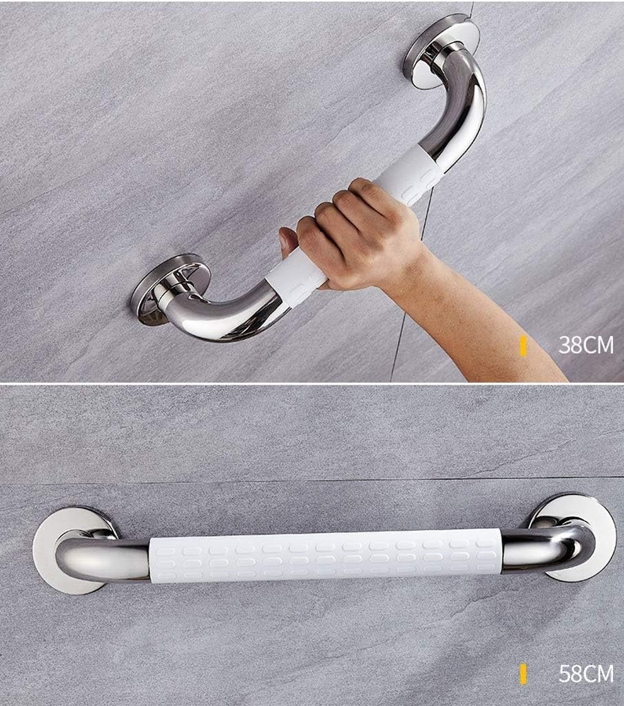 Barra di sicurezza per bagno in acciaio inox, regolabile, per montaggio a parete, barra di assistenza per la sicurezza del bagno, 68 cm (bianco)