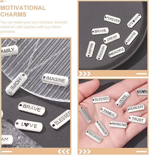 Miniatura 9 de Healifty 36 piezas de cuentas inspiradoras para hacer graduación, suministros mixtos, joyería etiqueta, brazaletes, dijes dorados de aleación con