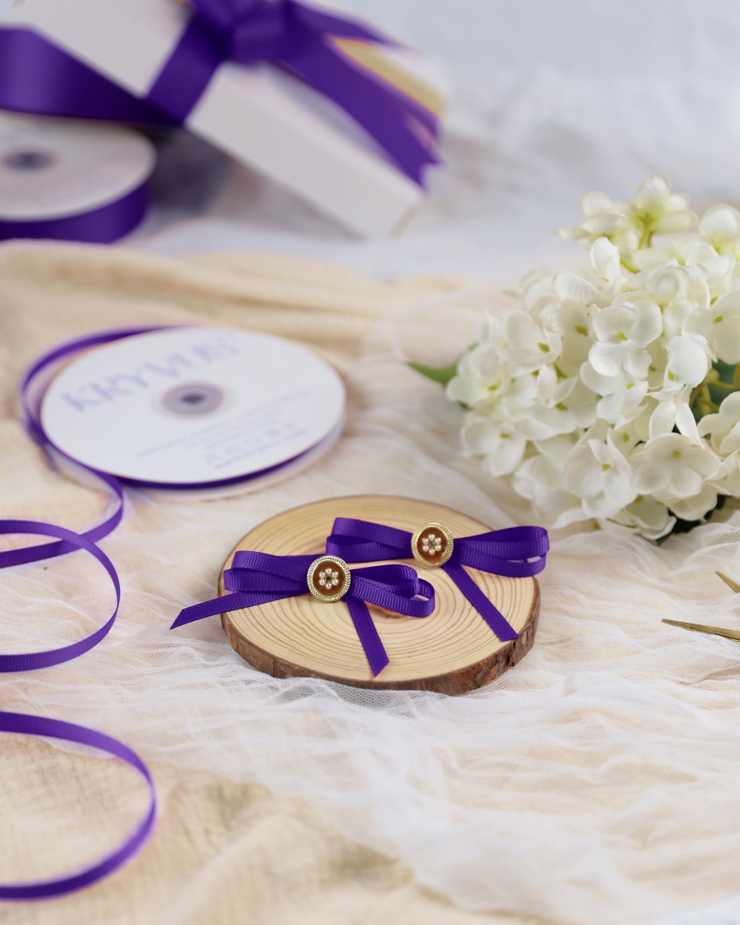 Kryvus Grosgrain Ribbon, Purple Ribbon 6mm x Continuous 45 Metres, Purple Grosgrain Ribbon Perfect for Gift Wrapping Crafts - Image 4