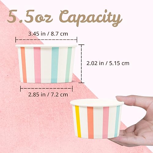 Miniatura 4 de MATICAN Tazas de helado de papel, 100 unidades de 5.5 onzas, cuencos desechables de postre para alimentos fríos o calientes, suministros de fiesta