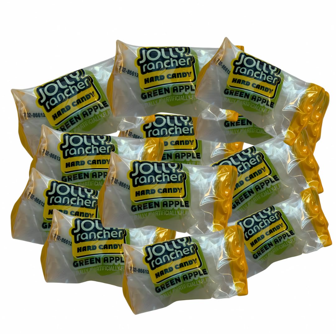 JollyRanchers Hard Candy Squares - Green Apple Flavored Hard Candy - Individually Wrapped - 1LB