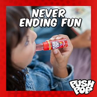 Push Pop Lollipops (Pack of 20 Lollipop Sweets Bulk) Twist Cap and Clip, Tasty Kids Sweets for Party Bags, Strawberry, Blackcurrant & Cola Lollies - Halal Candy