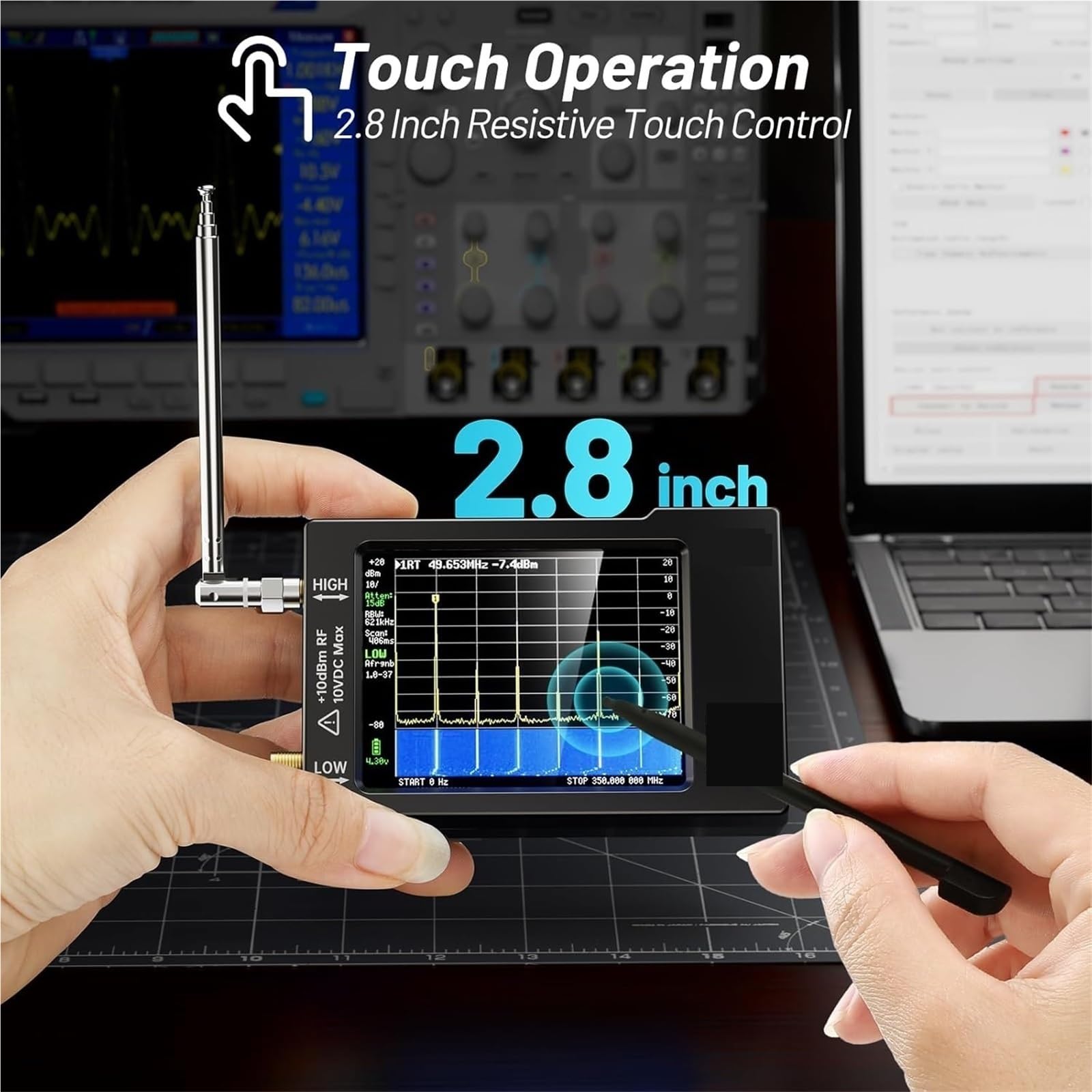 V0.3.1 Przenośny mały analizator częstotliwości 100 kHz do 960 MHz MF/HF/VHF UHF Analiza widma wejściowego