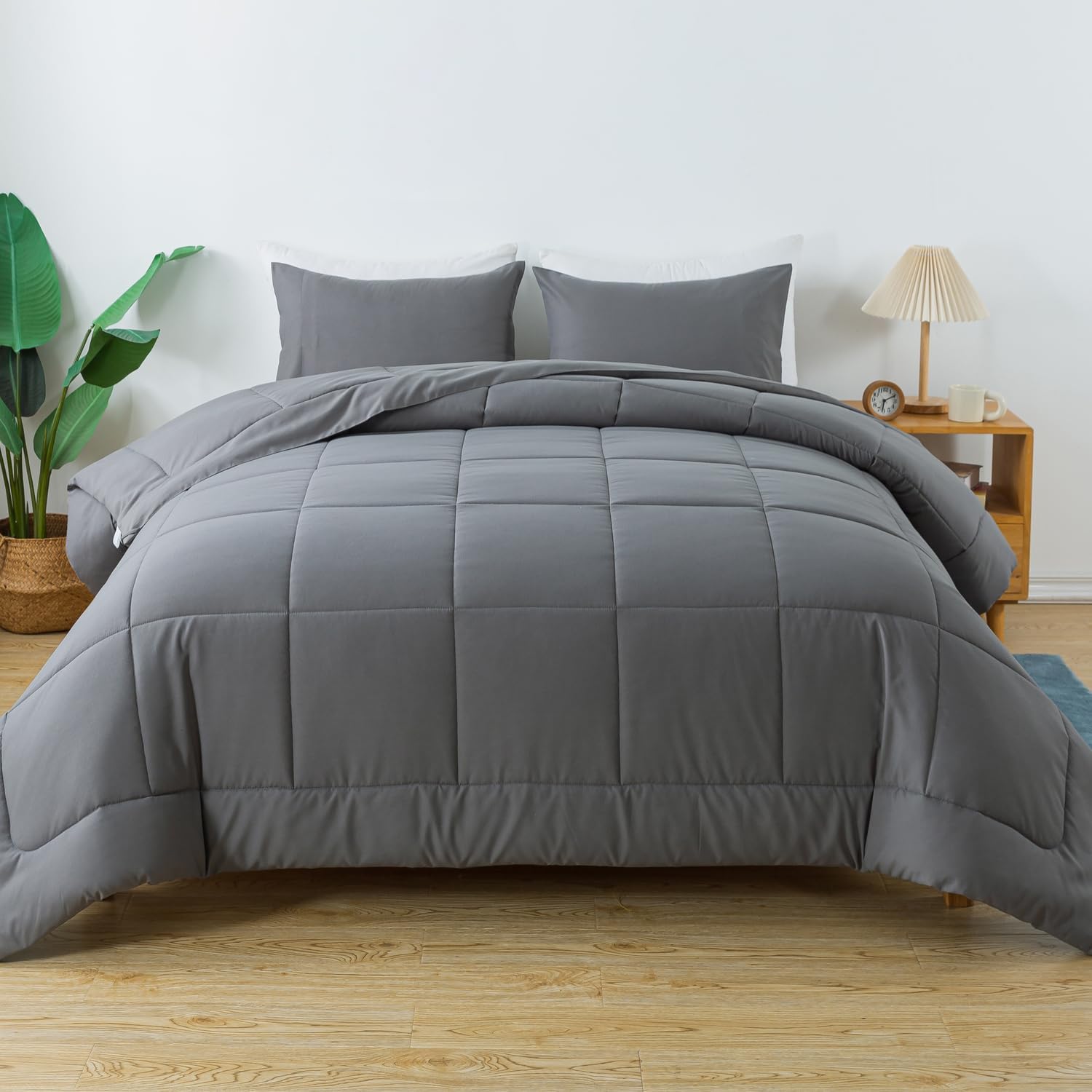 King Size Comforter Set Grey, All Seasons Bedding