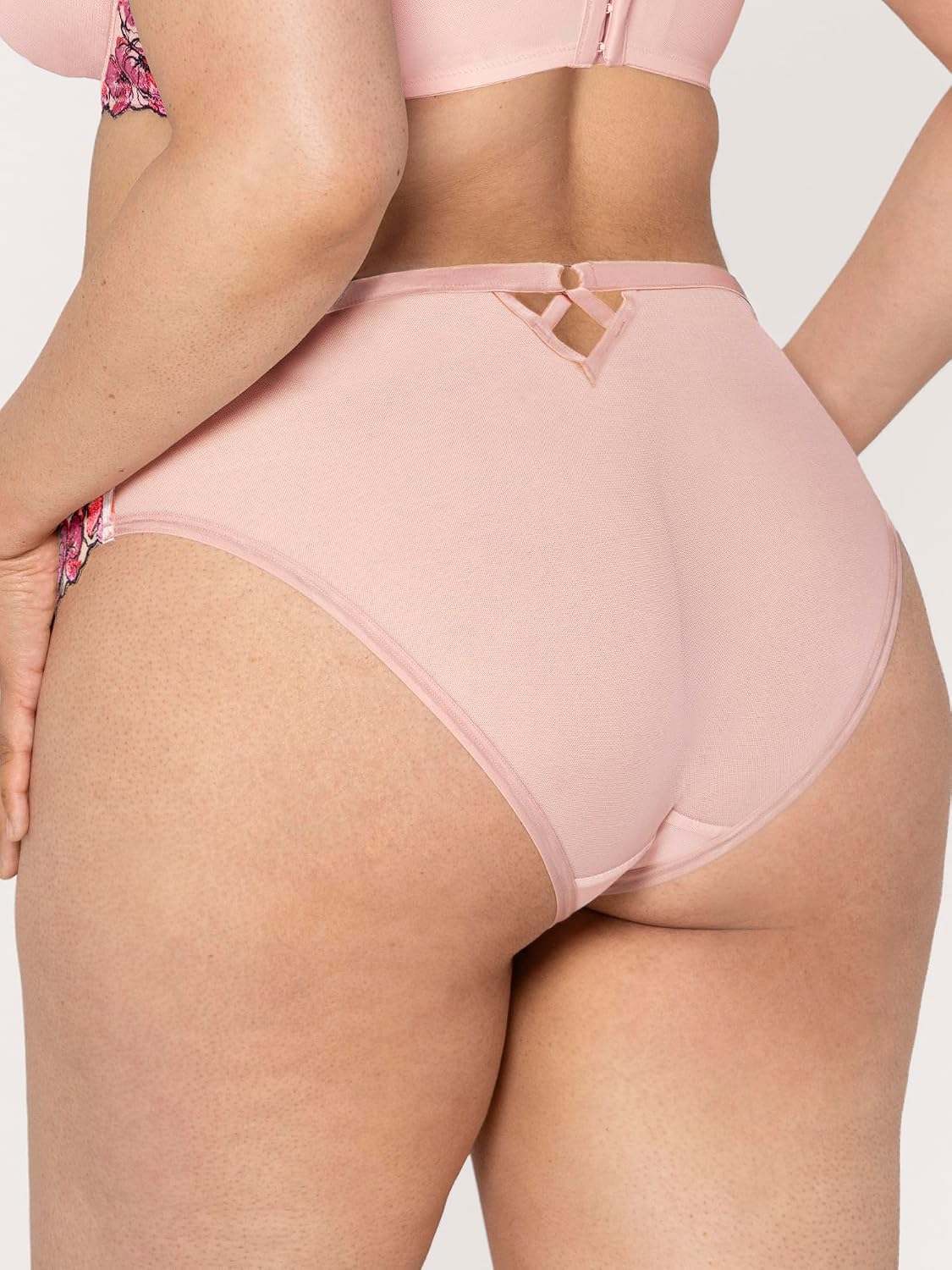 Curvy Couture Women's Lush Embroidery Strappy Back Brief Panty