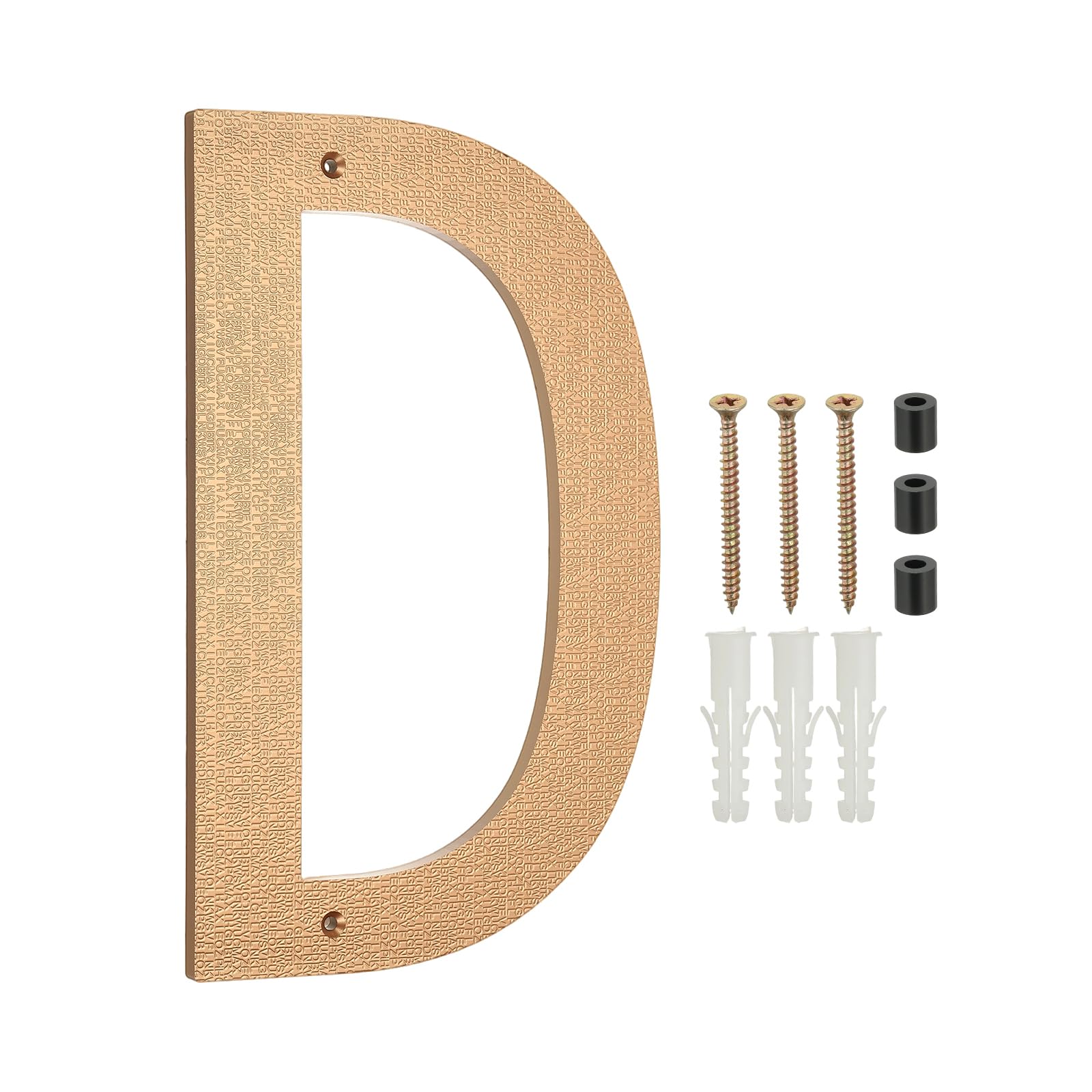 PATIKIL 12 Inch House Numbers for Outside, Letter D ABS Plastic Texture Floating House Number Modern Mailbox Address Door Numbers with Nail Kit for Outdoor Residential Street, Gold Tone