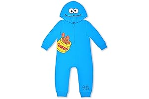 Boys’ Elmo or Cookie Monster Zip Up Hooded Romper for Newborn, Infant and Toddler Kids