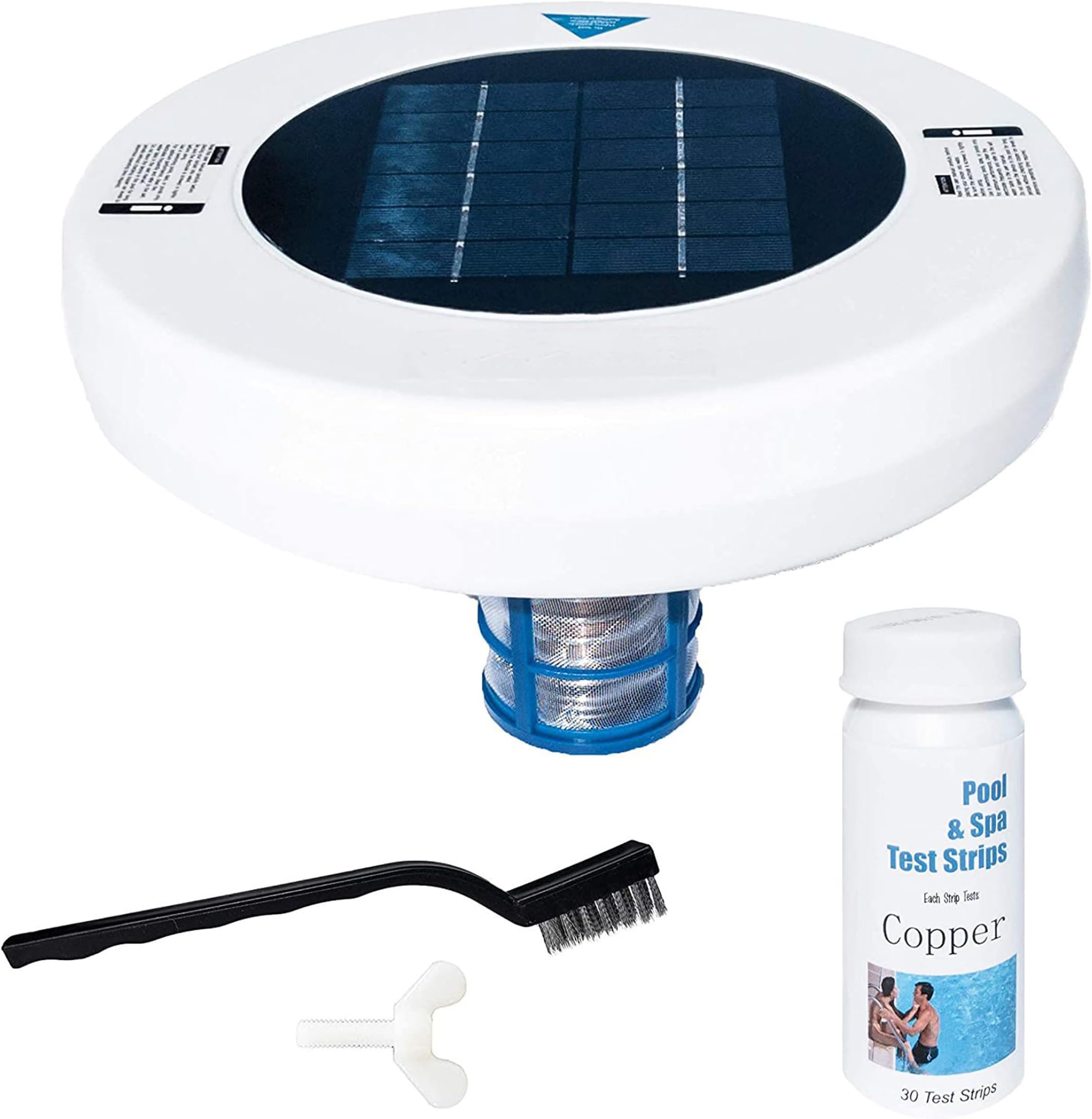Solar Water, Solar Pool Ionizer, Pool Ionizer | Floating Copper With Extra Accessories And Test Strips – Powered Water Purifier For Fresh/Salt Pools