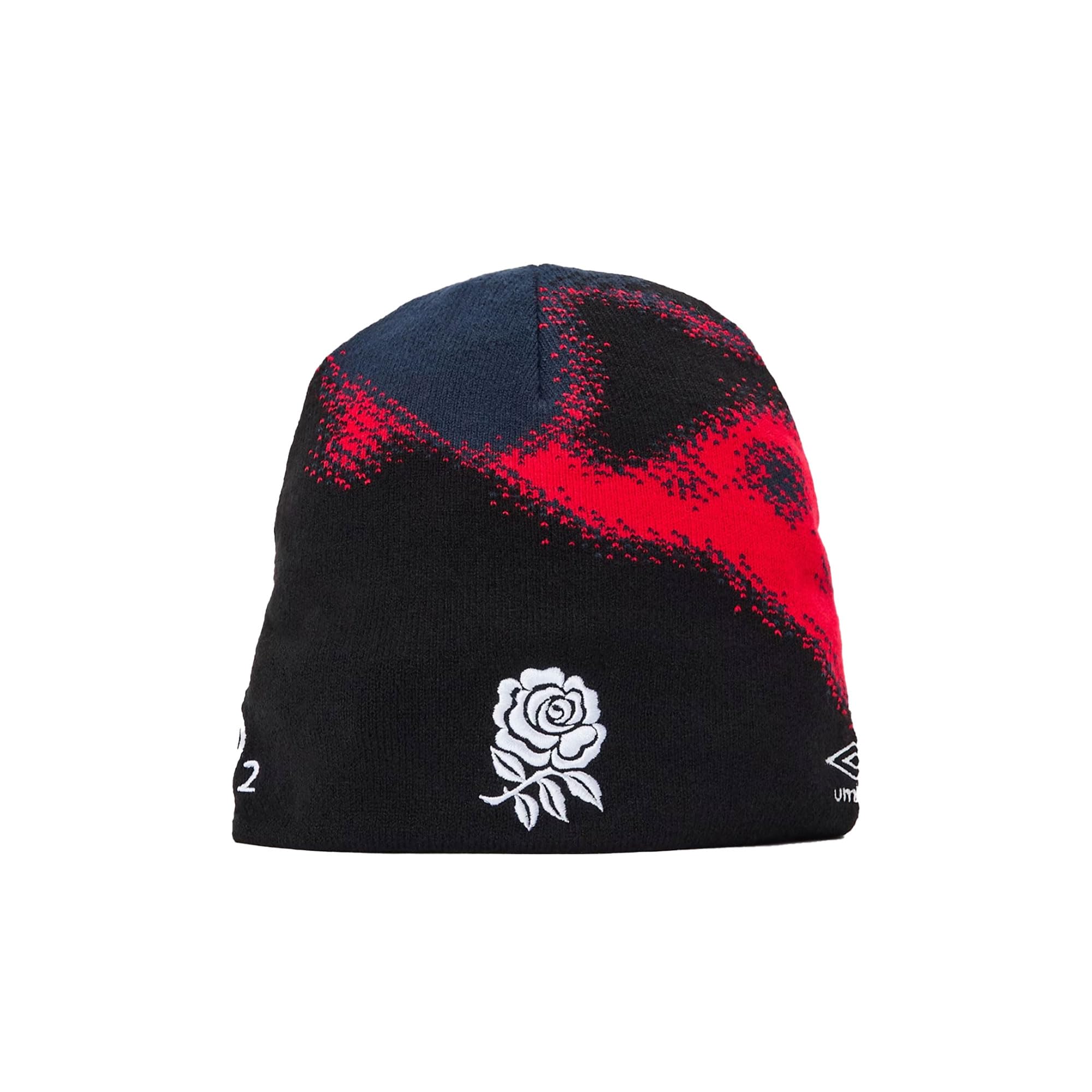 Beyond Happy Unisex Multicolour Official England Rugby Uncuffed Beanie Hat - Black Hat & Red Detail For Adults