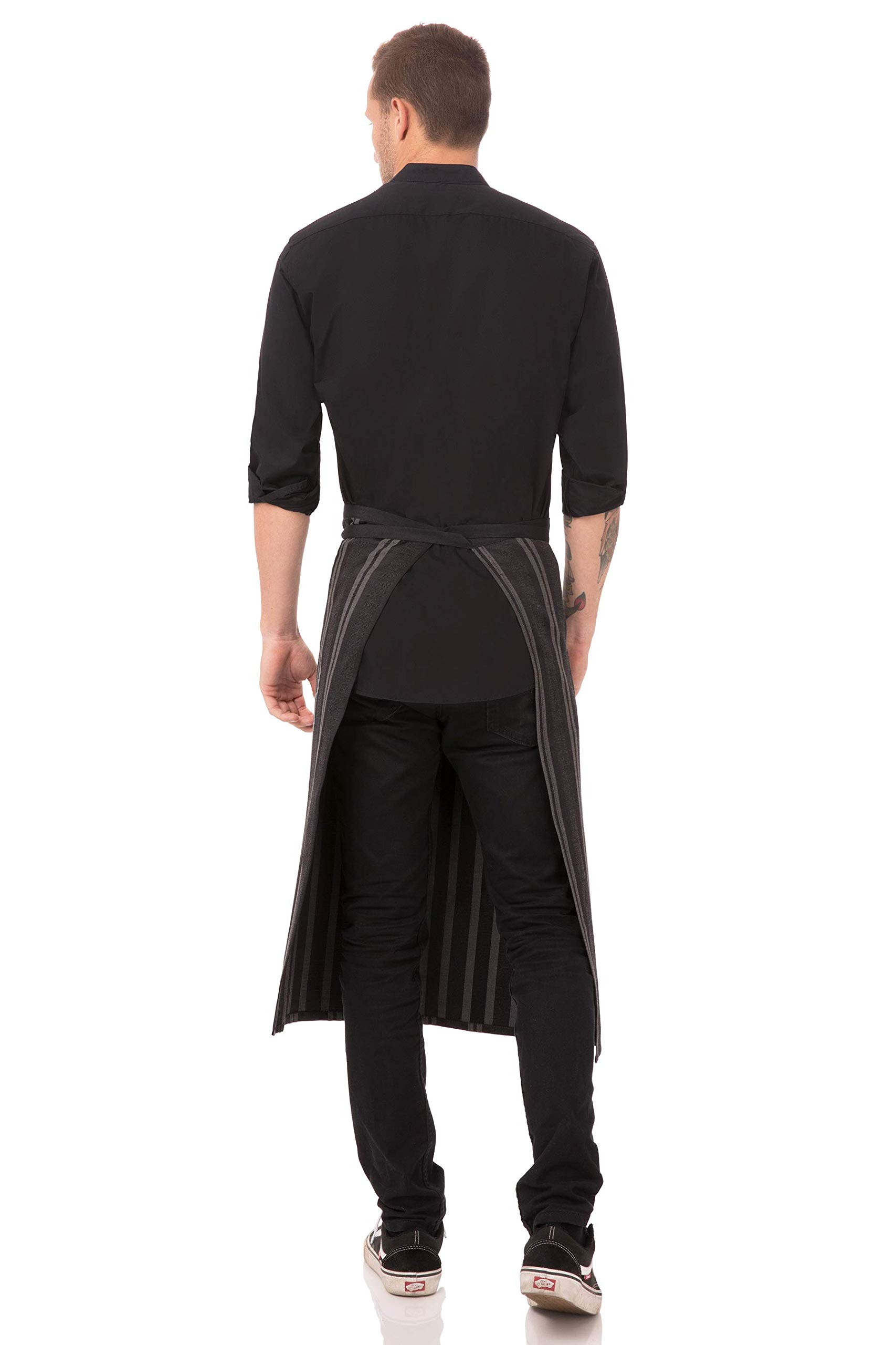 Chef Works Delantal Unisex Presidio Bistro Negro/Gris Talla Única Lazos De Contraste Puntos De Tensión Reforzados Extremos De Bolsillos Remachados