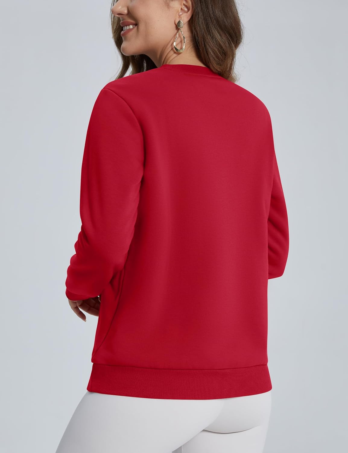 Cavva Women's Sherpa Lined Sweatshirts Long Sleeve Crewneck Casual Fleece Pullover Thermal Thick Tops Winter Warm - Image 7