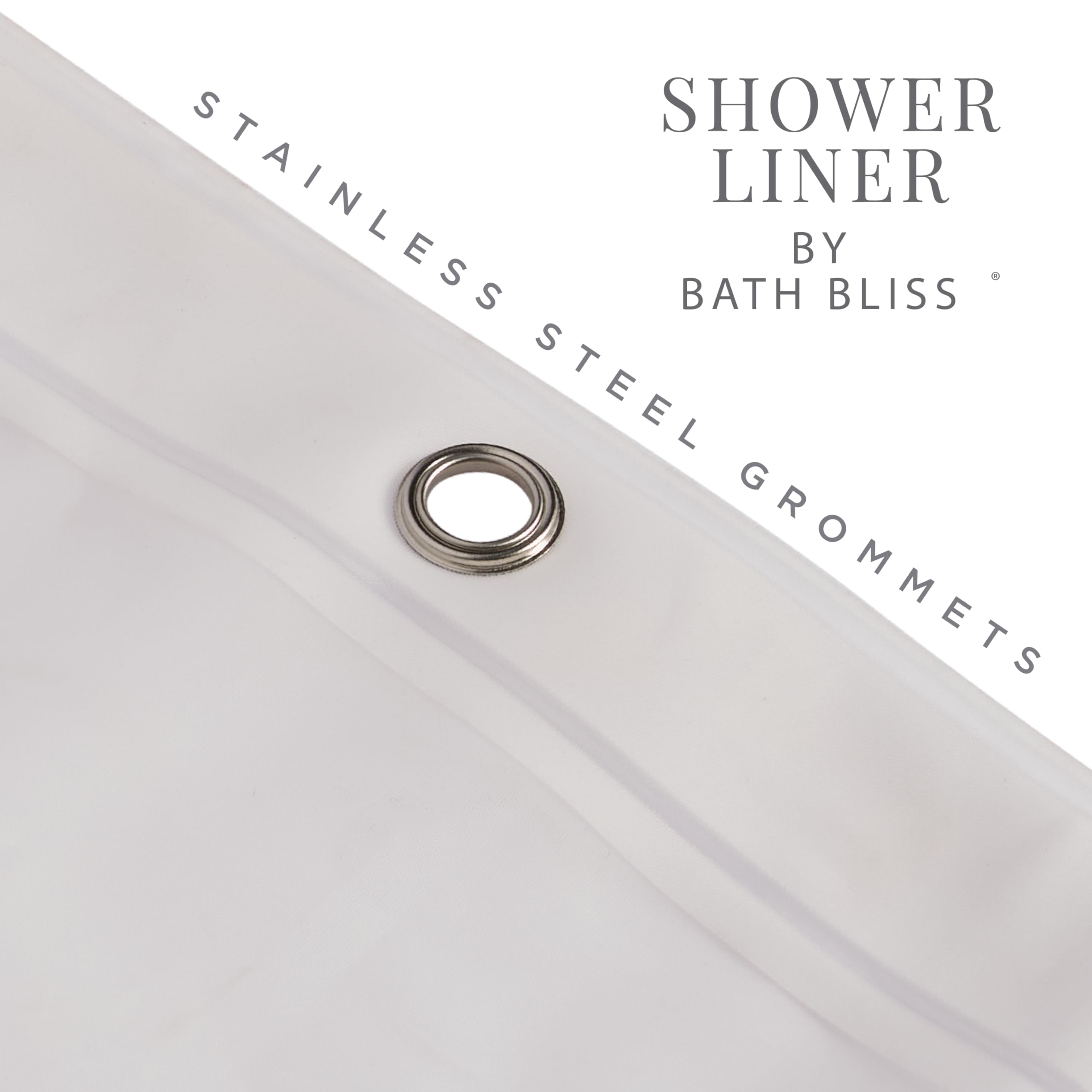 Bath Bliss Forro de Cortina de Ducha Premium para Hotel, 12 Ojales de Metal, Resistente al Moho, 3 dobladillos magnéticos, x 182,88 cm, Transparente