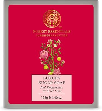 Forest Essentials Luxury Sugar Soap Iced Pomegranate & Kerala Lime 125g