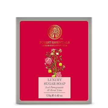 Forest Essentials Luxury Sugar Soap Iced Pomegranate & Kerala Lime 125g