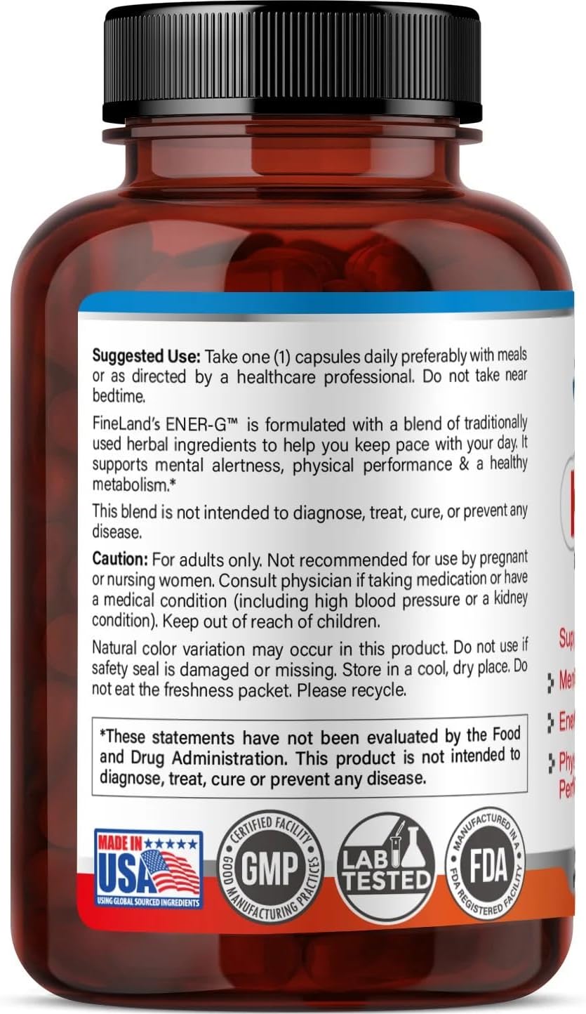 FineLand ENER-G - Vitamin B12 & D3 Complex with Organic Kelp and Amla - Traditional Formula for Daily Vitality and Energy Metabolism Support - Non-GMO - 60 Veggie Capsules